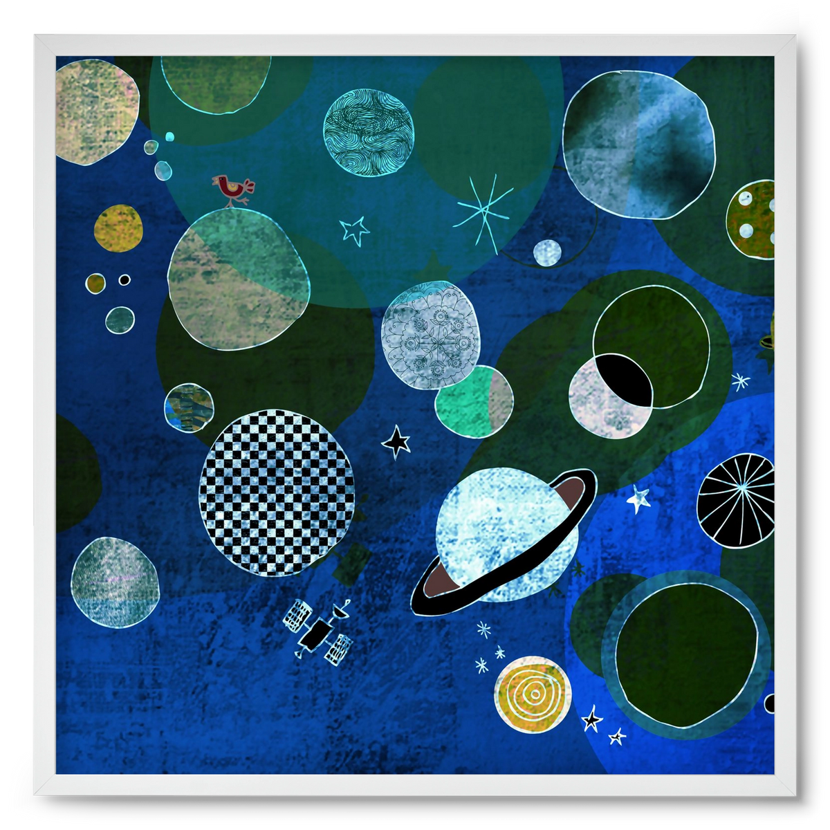 Bolygók, 50x50 cm (50x50 cm), Fehér keret