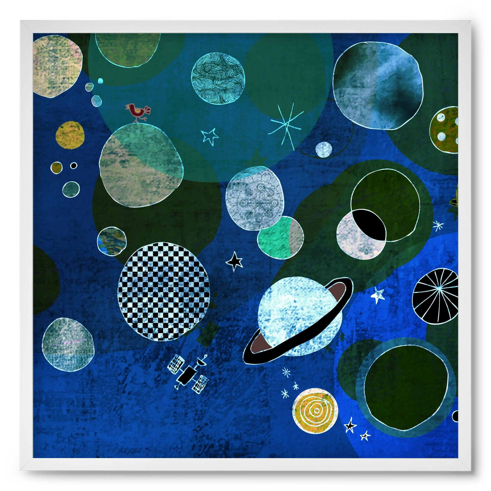 Bolygók, 50x50 cm (50x50 cm), Fehér keret