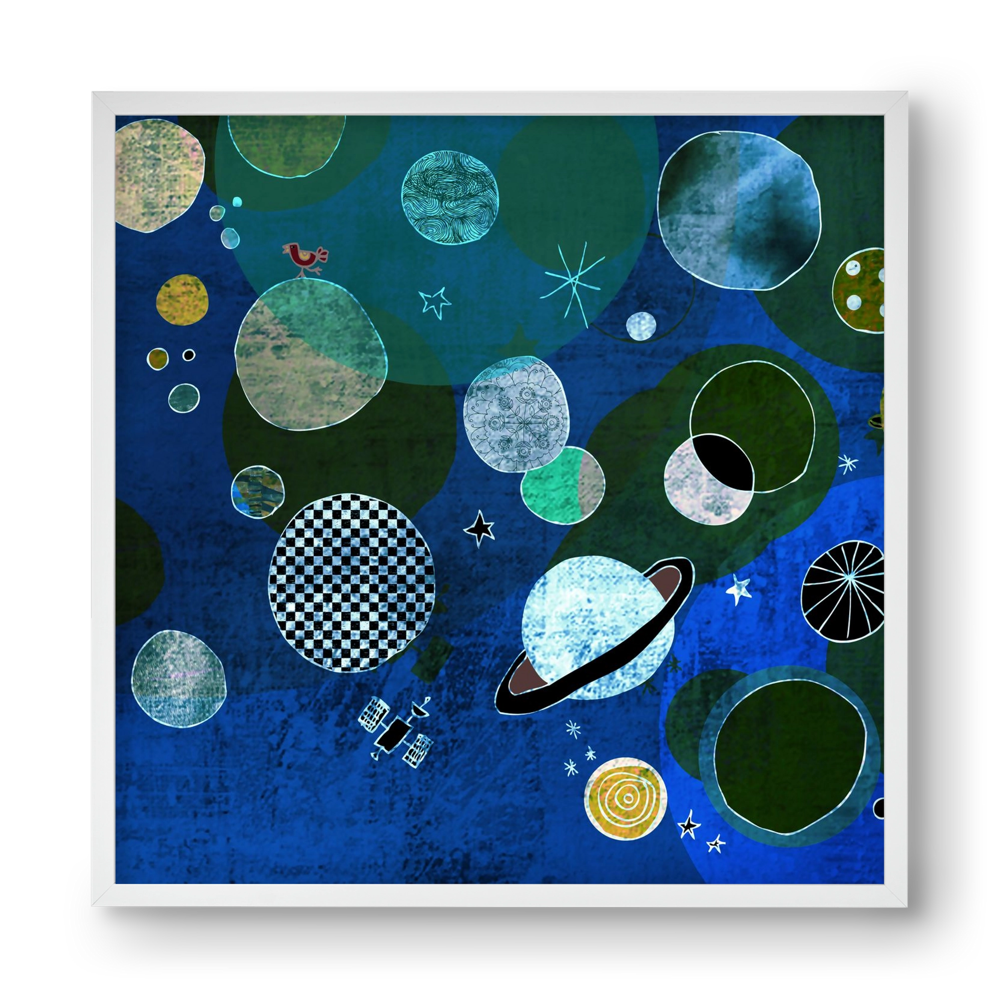 Bolygók, 40x40 cm (40x40 cm), Fehér keret