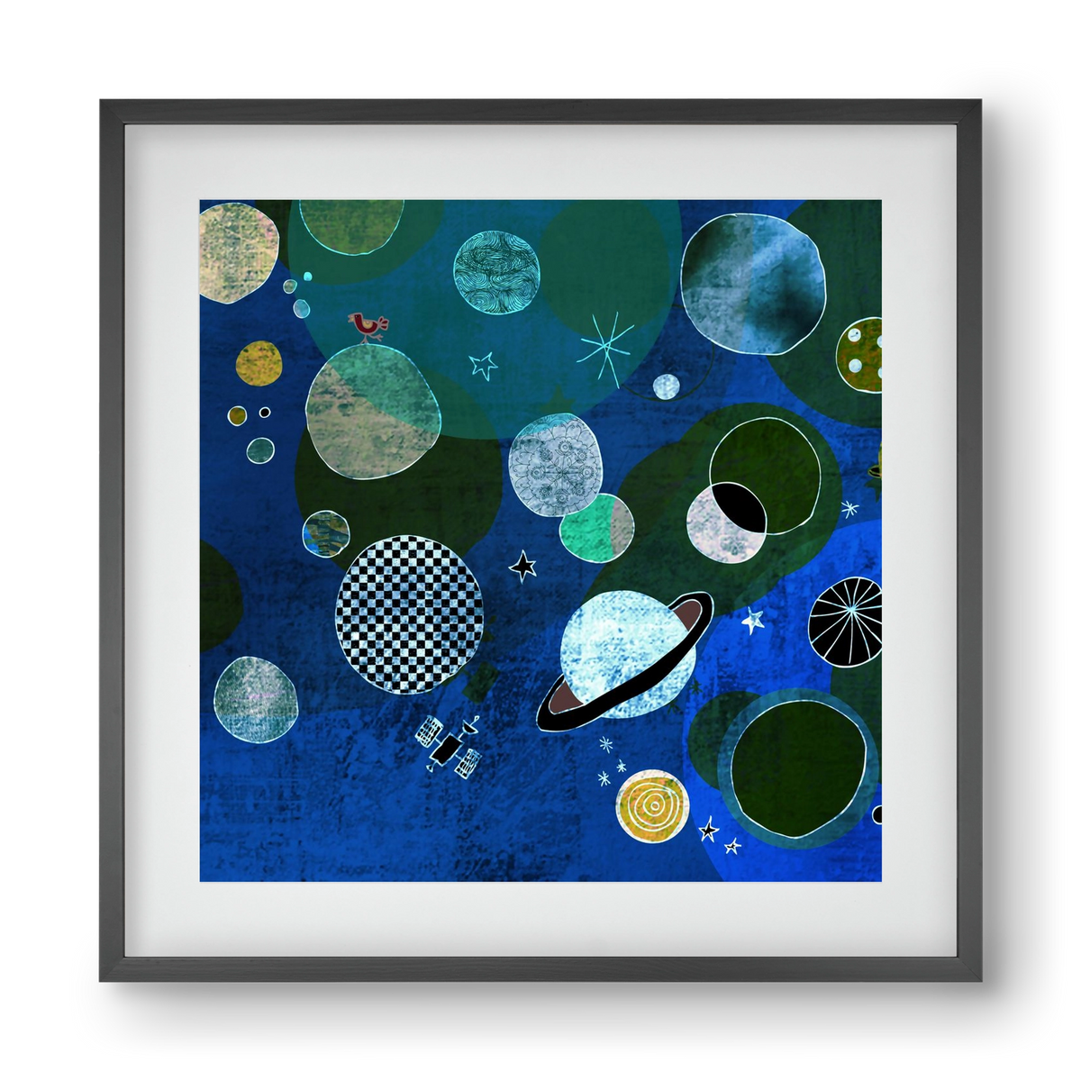 Bolygók, 40x40 cm (30x30 cm), Fekete keret, paszpartuval