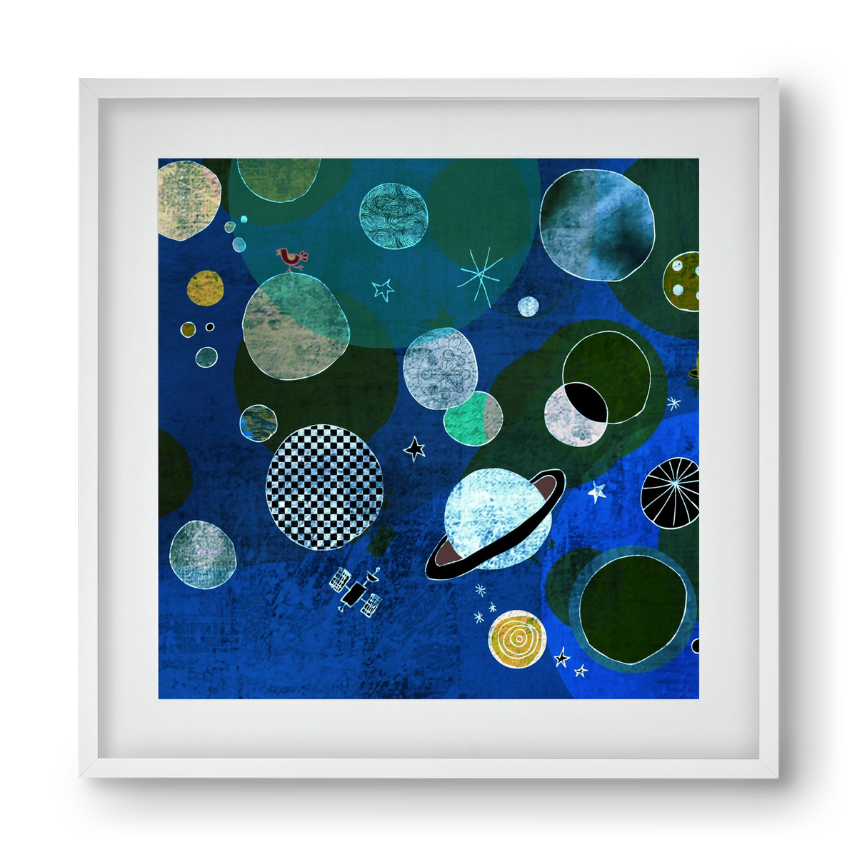 Bolygók, 40x40 cm (30x30 cm), Fehér keret, paszpartuval