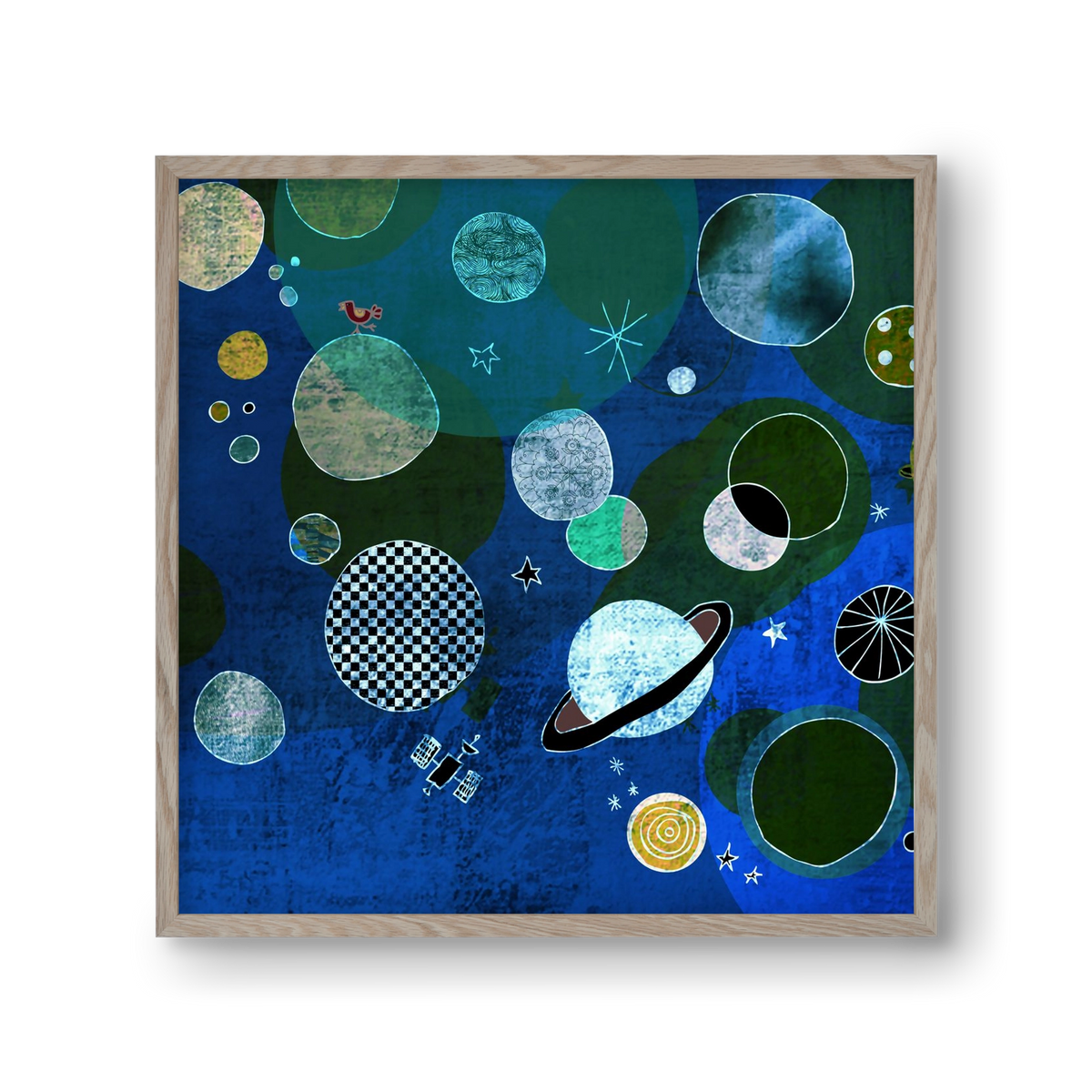 Bolygók, 30x30 cm (30x30 cm), Tölgy keret