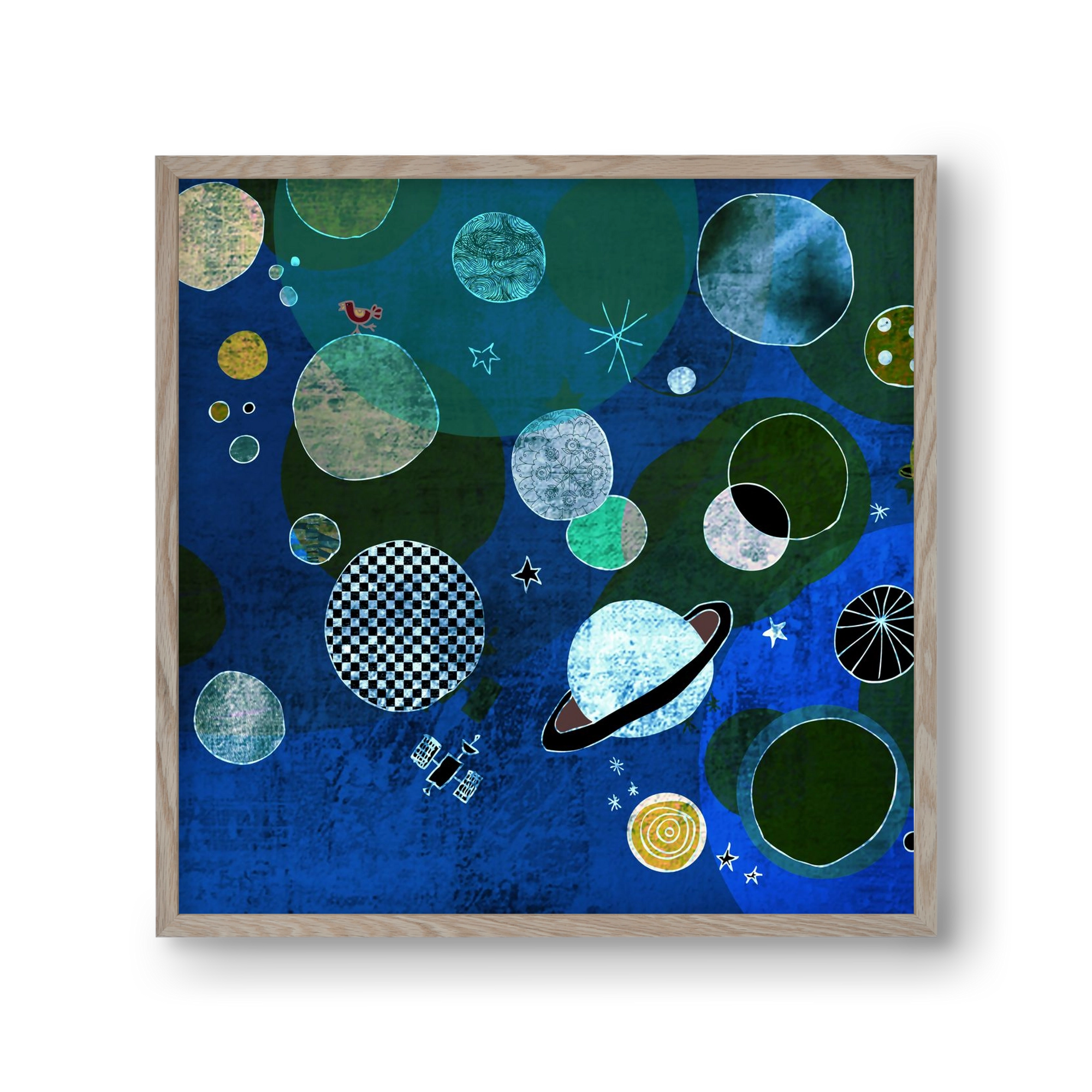 Bolygók, 30x30 cm (30x30 cm), Tölgy keret