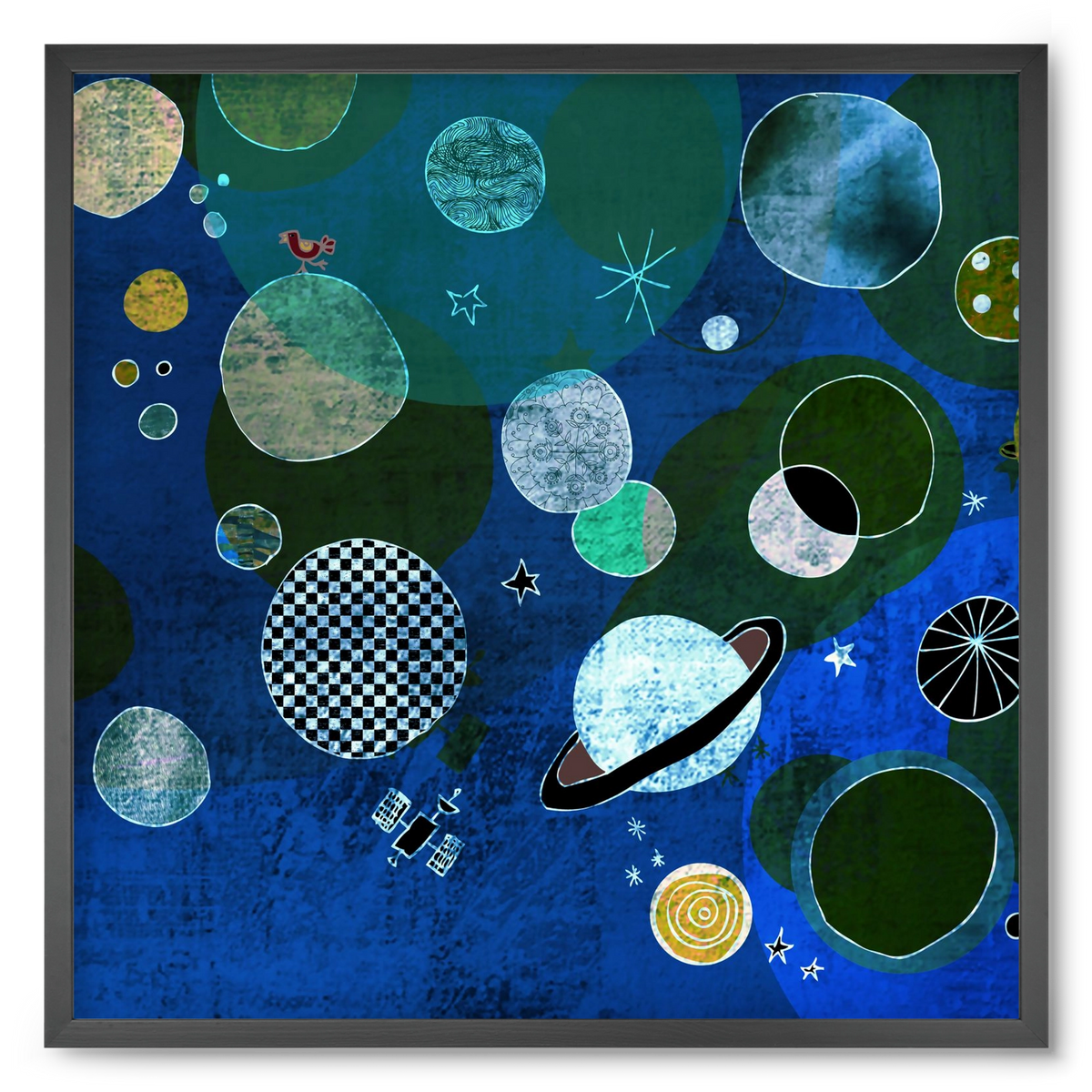 Bolygók, 50x50 cm (50x50 cm), Fekete keret