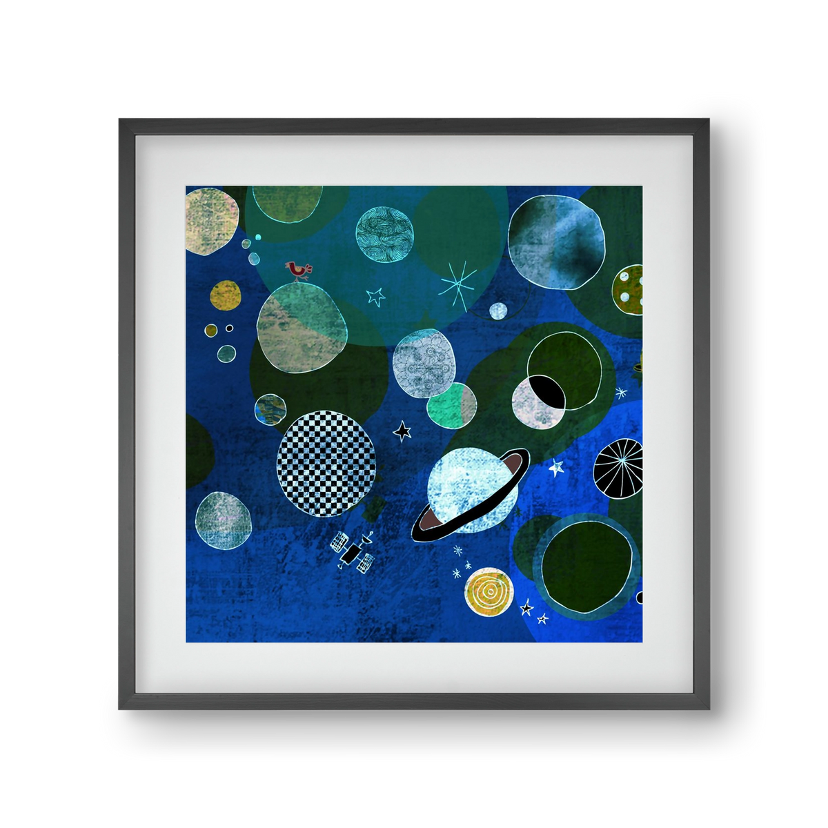 Bolygók, 30x30 cm (20x20 cm), Fekete keret, paszpartuval