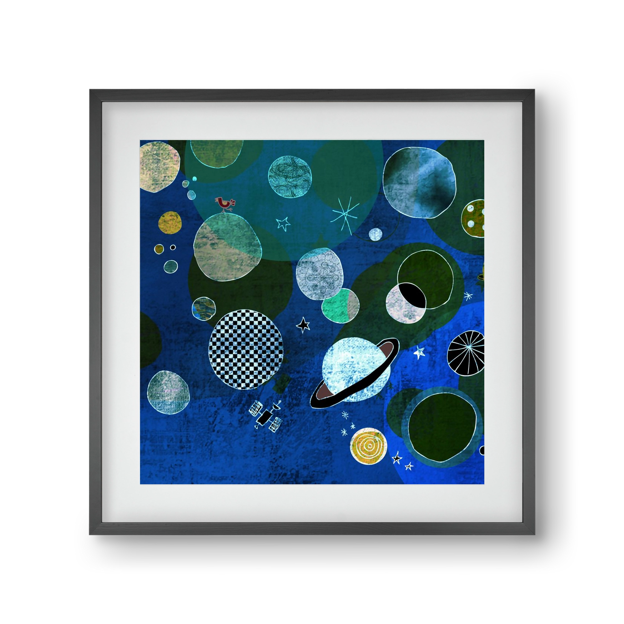 Bolygók, 30x30 cm (20x20 cm), Fekete keret, paszpartuval