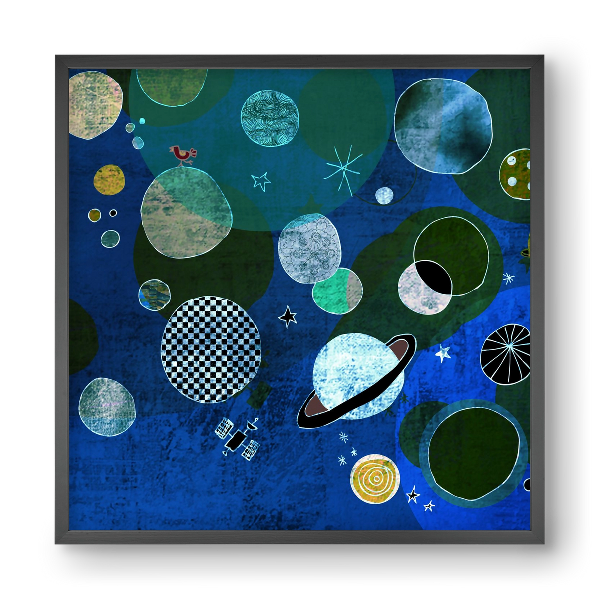 Bolygók, 40x40 cm (40x40 cm), Fekete keret