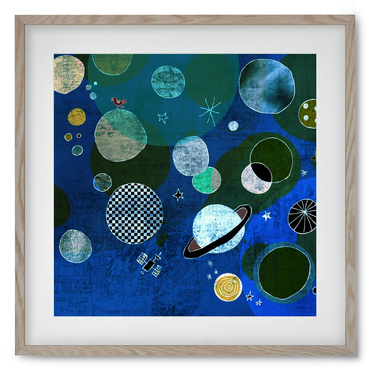 Bolygók, 50x50 cm (40x40 cm), Tölgy keret, paszpartuval