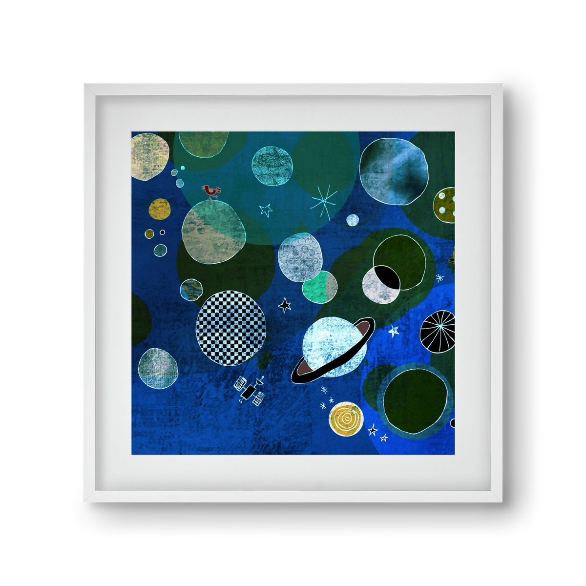 Bolygók, 30x30 cm (20x20 cm), Fehér keret, paszpartuval