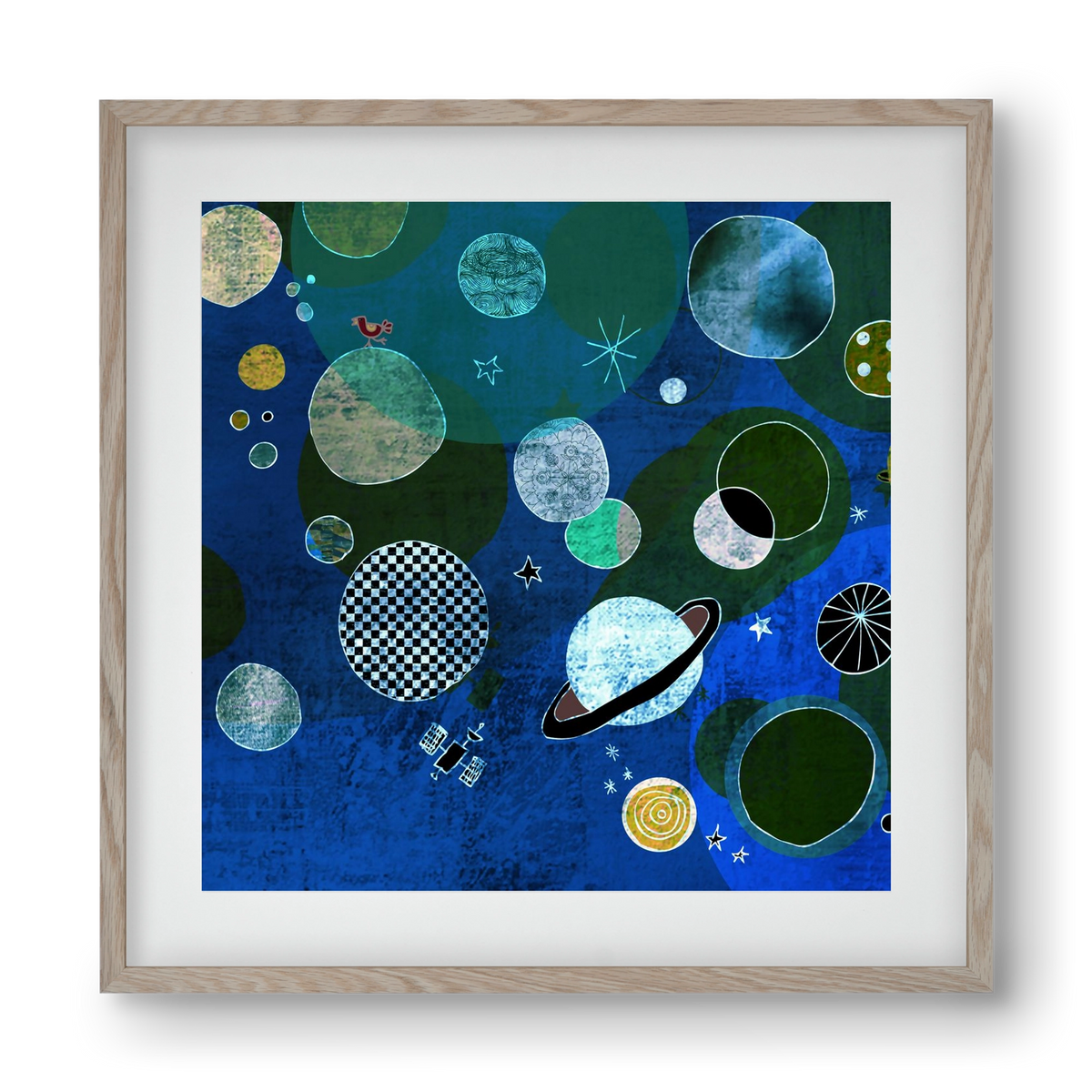 Bolygók, 40x40 cm (30x30 cm), Tölgy keret, paszpartuval