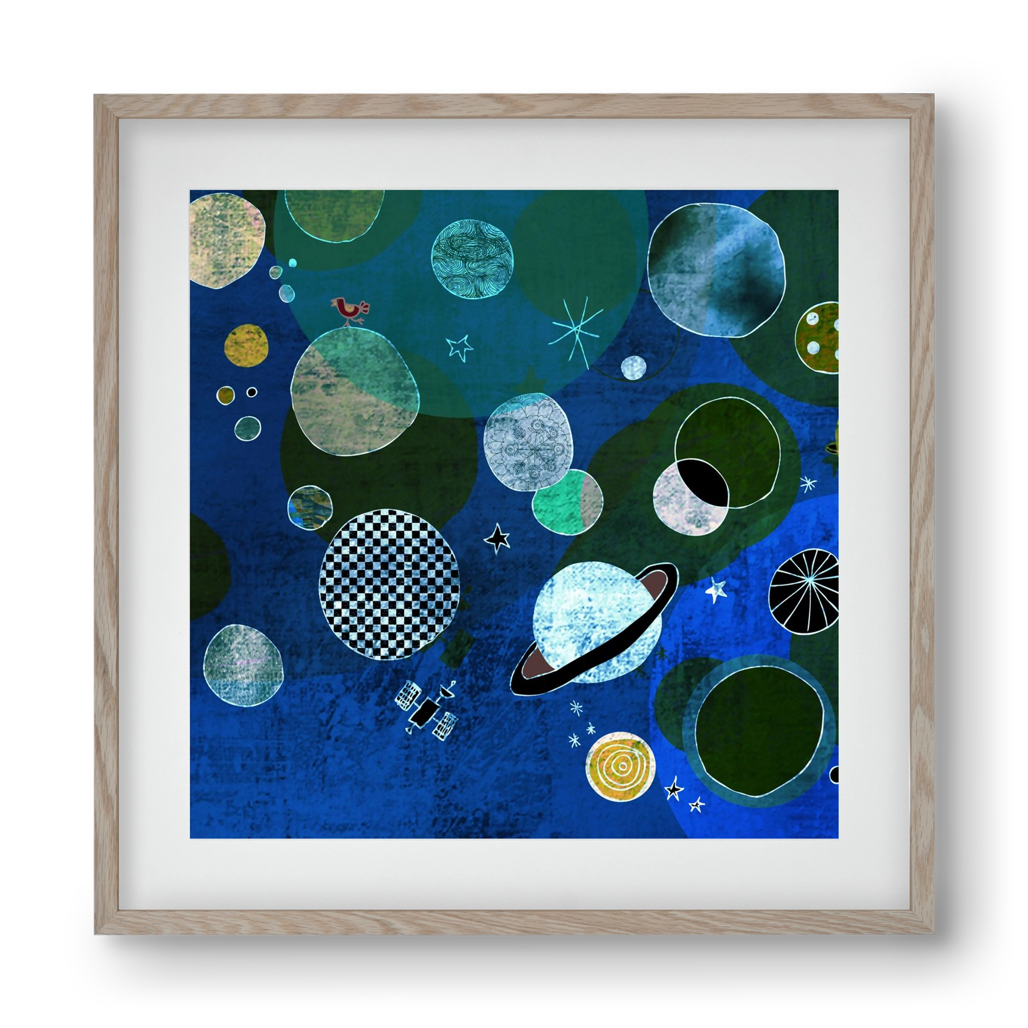 Bolygók, 40x40 cm (30x30 cm), Tölgy keret, paszpartuval