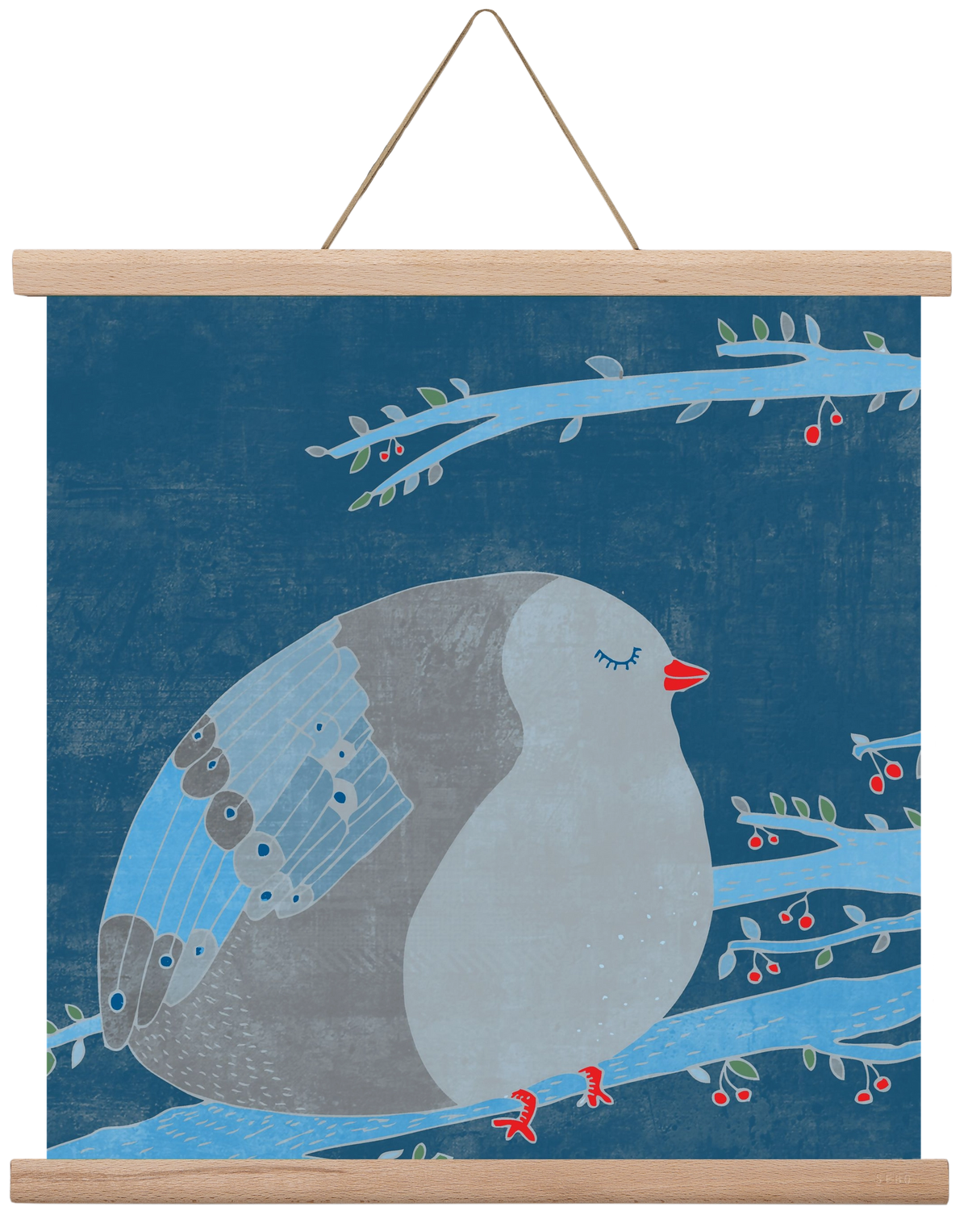 A boldogség kék madara, 40x40 cm (40x40 cm), Tölgy akasztó