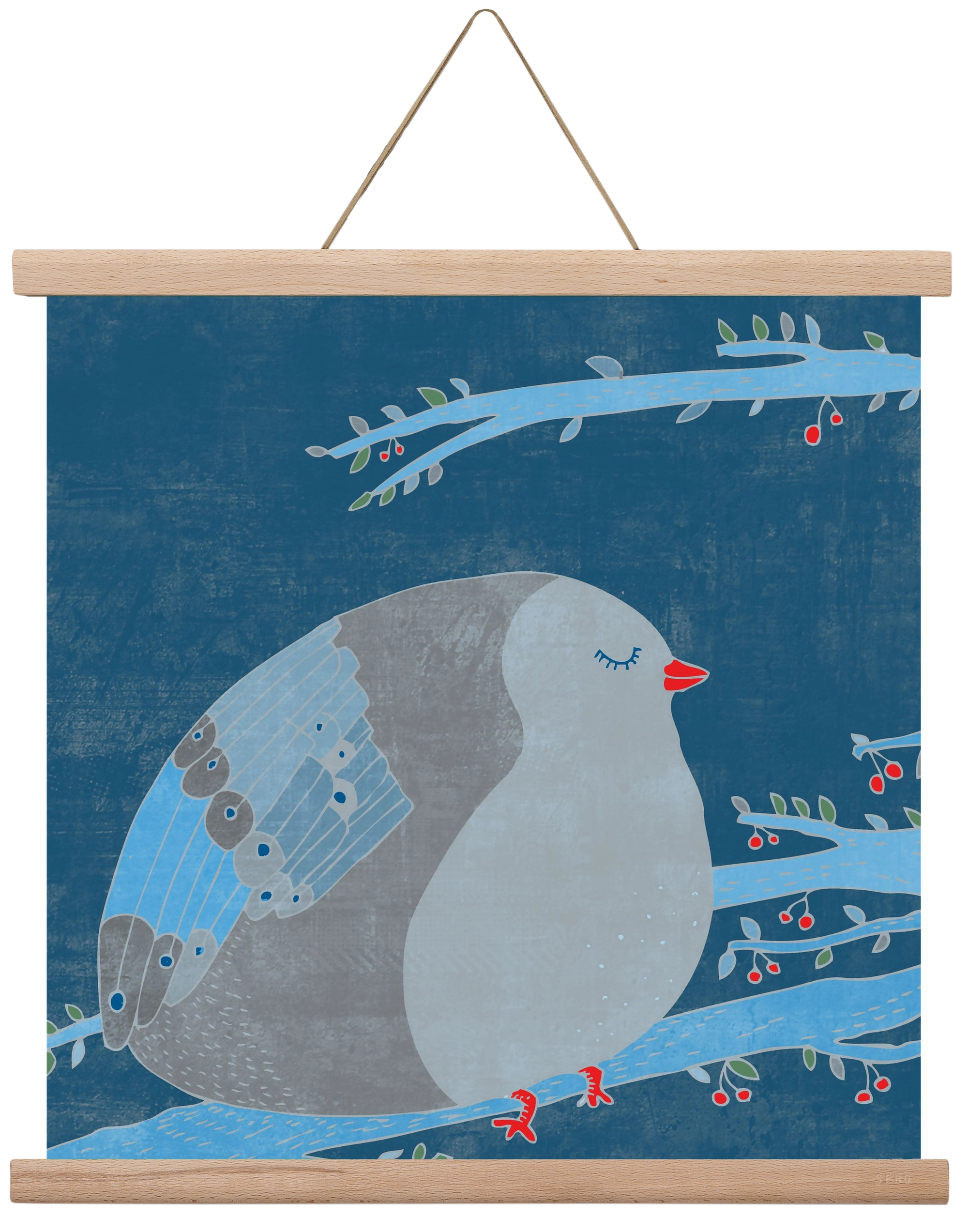 A boldogség kék madara, 40x40 cm (40x40 cm), Tölgy akasztó