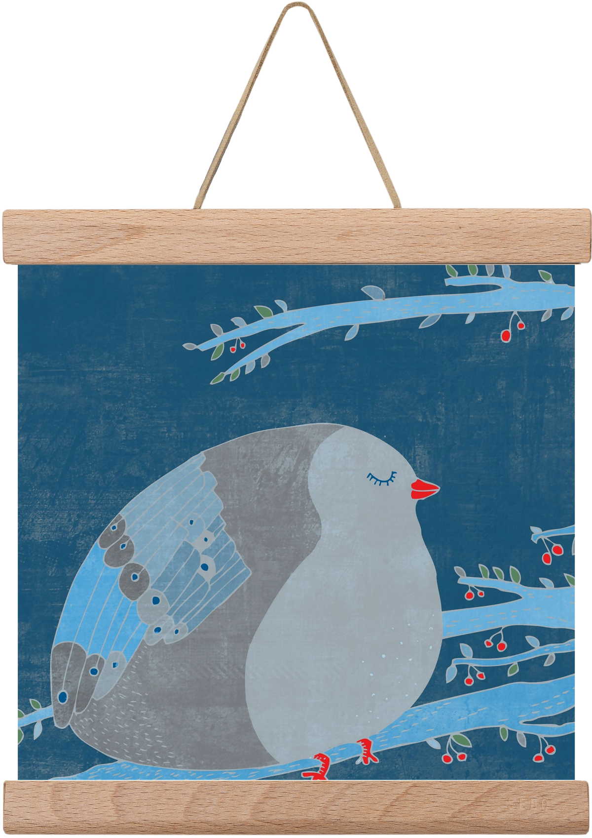 A boldogség kék madara, 20x20 cm (20x20 cm), Tölgy akasztó