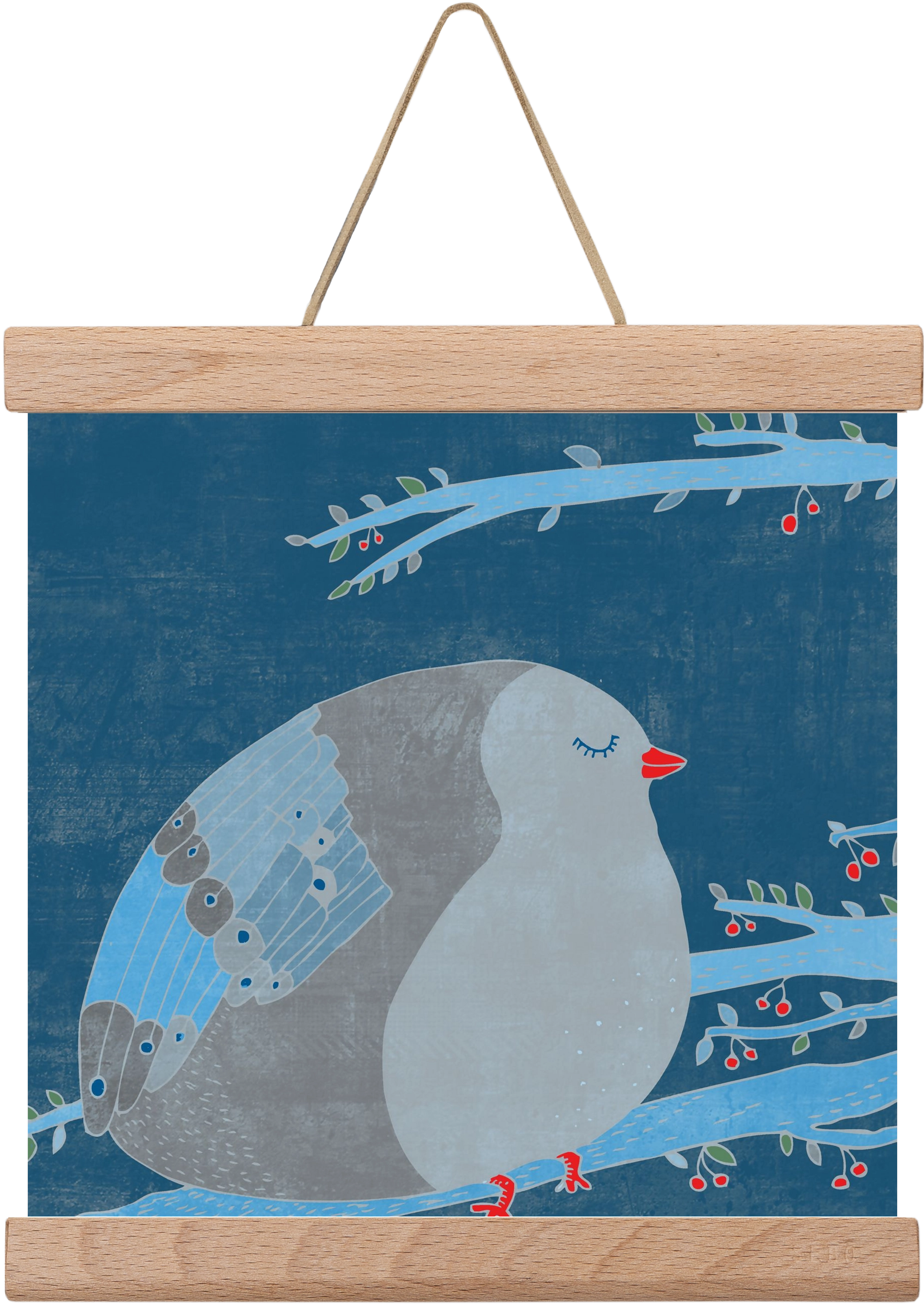 A boldogség kék madara, 20x20 cm (20x20 cm), Tölgy akasztó