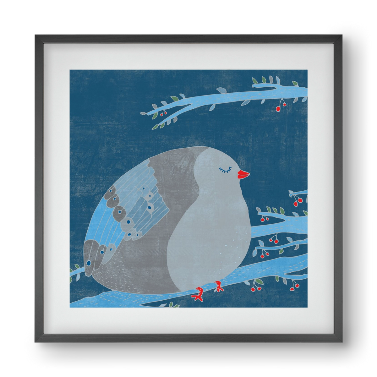 A boldogség kék madara, 40x40 cm (30x30 cm), Fekete keret, paszpartuval