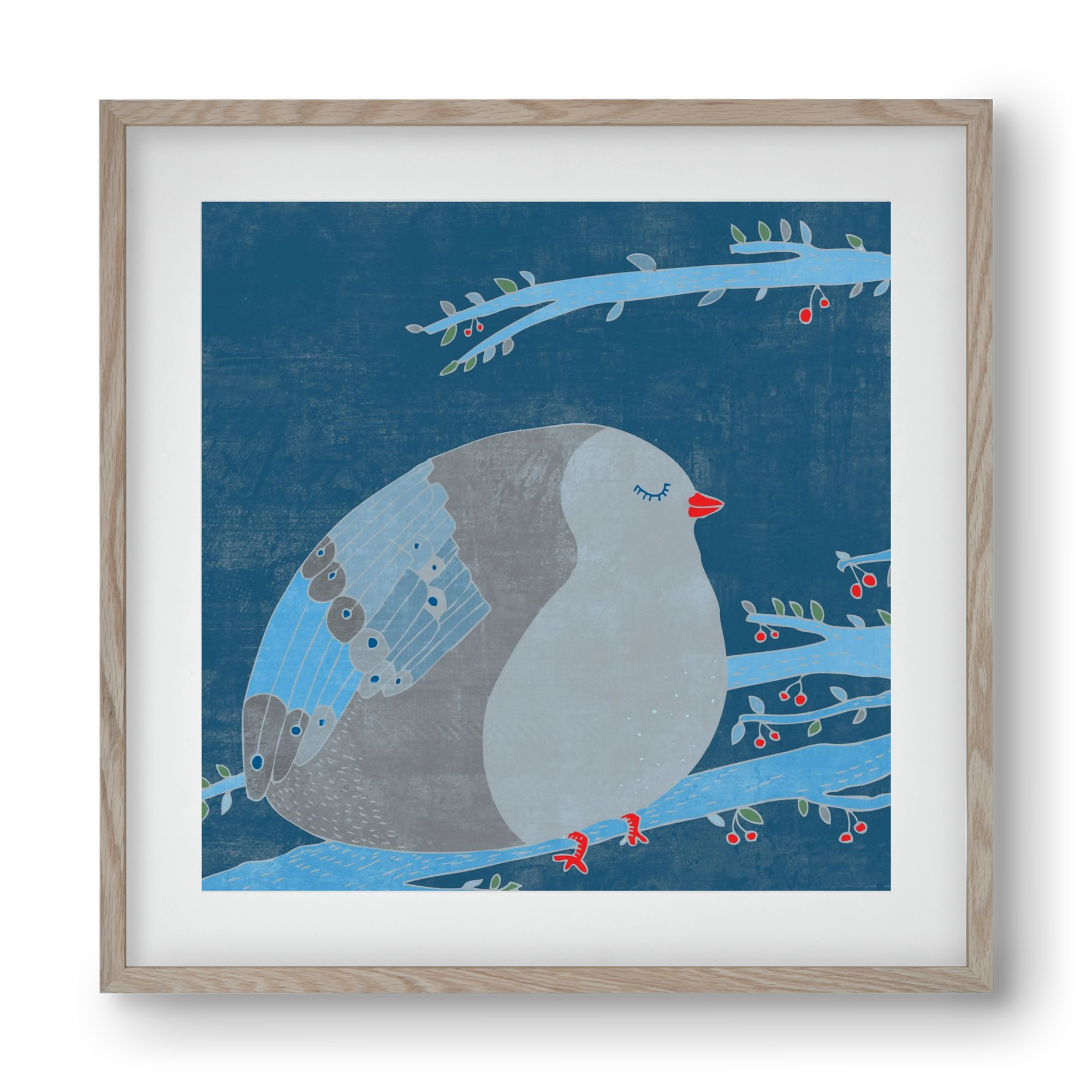 A boldogség kék madara, 40x40 cm (30x30 cm), Tölgy keret, paszpartuval