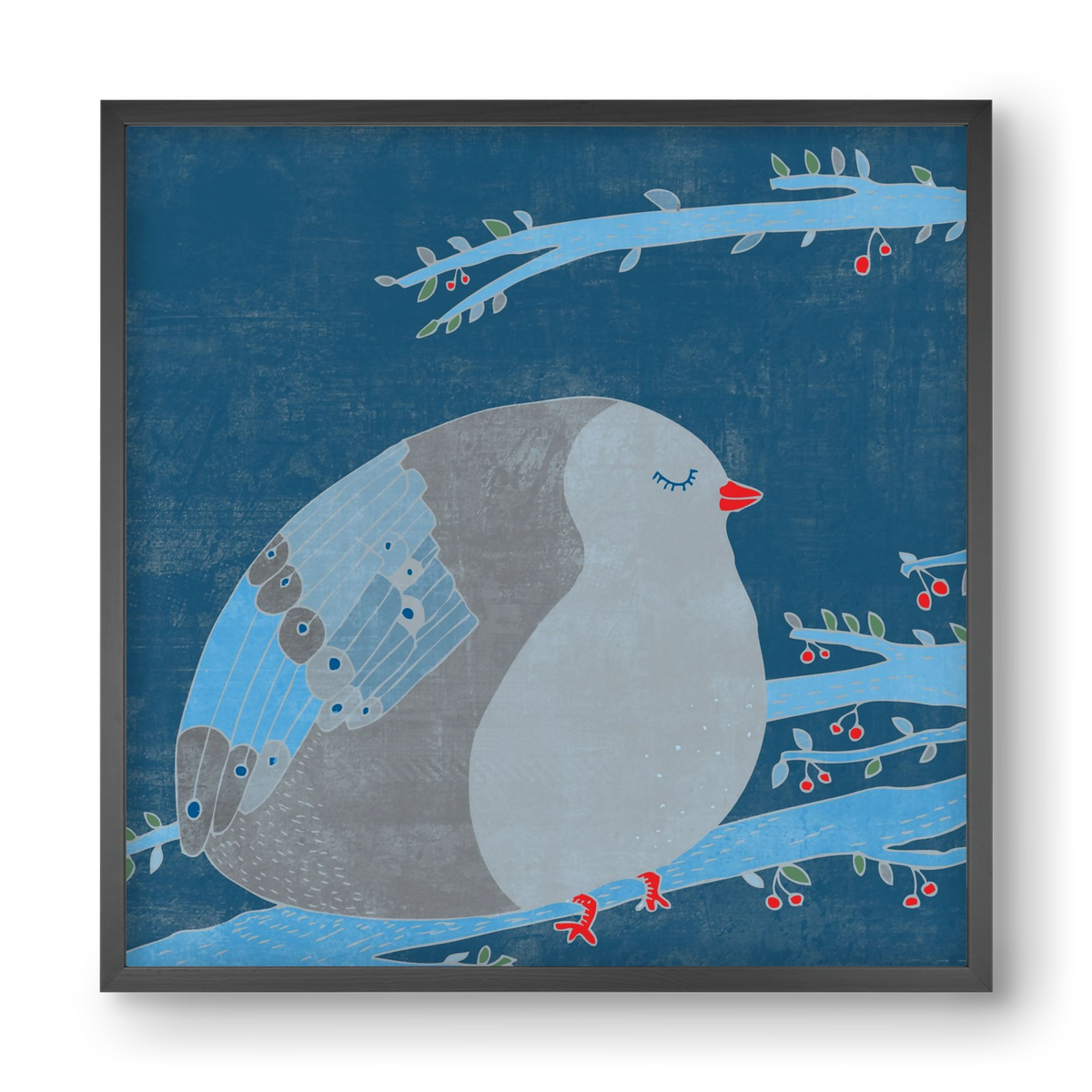 A boldogség kék madara, 40x40 cm (40x40 cm), Fekete keret