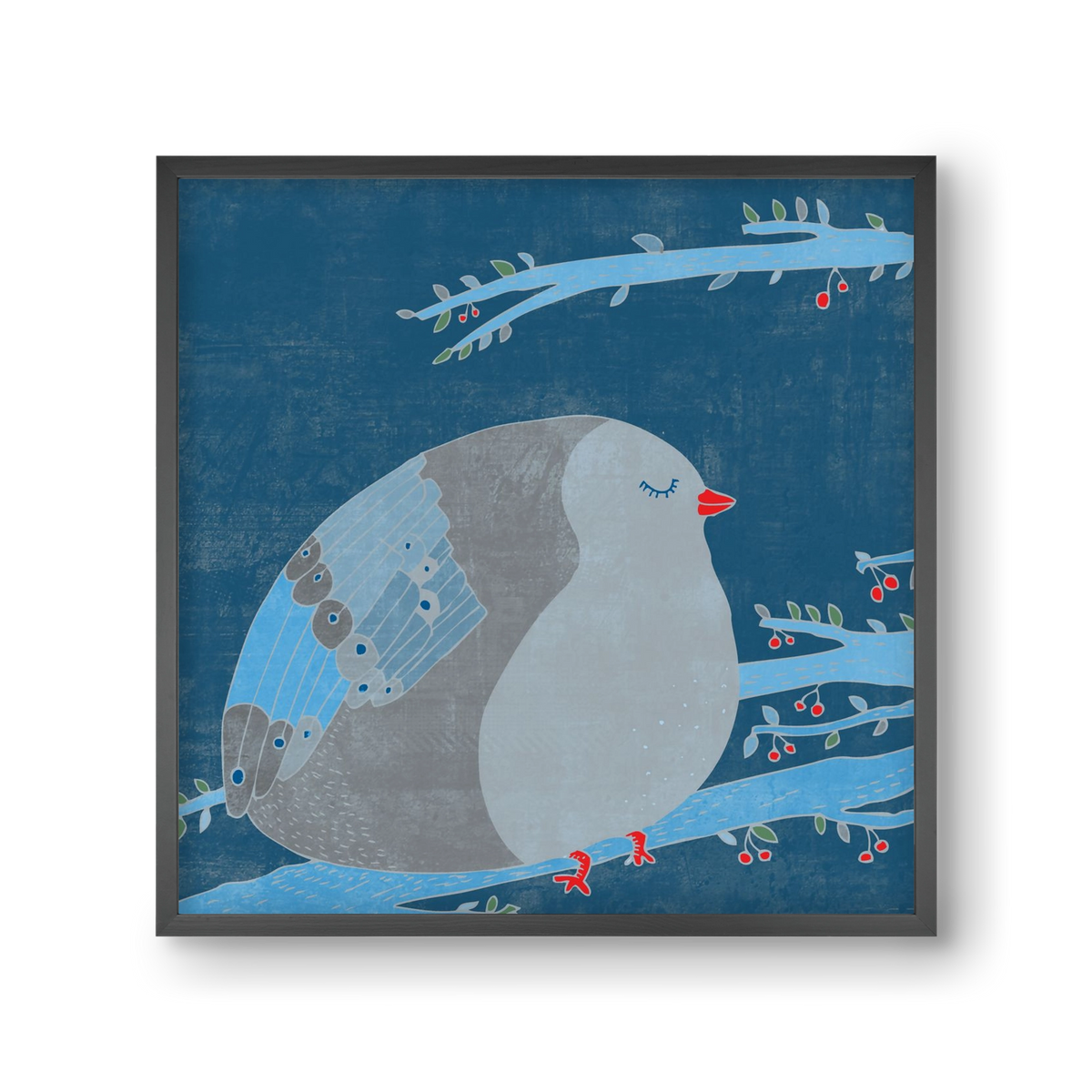 A boldogség kék madara, 30x30 cm (30x30 cm), Fekete keret