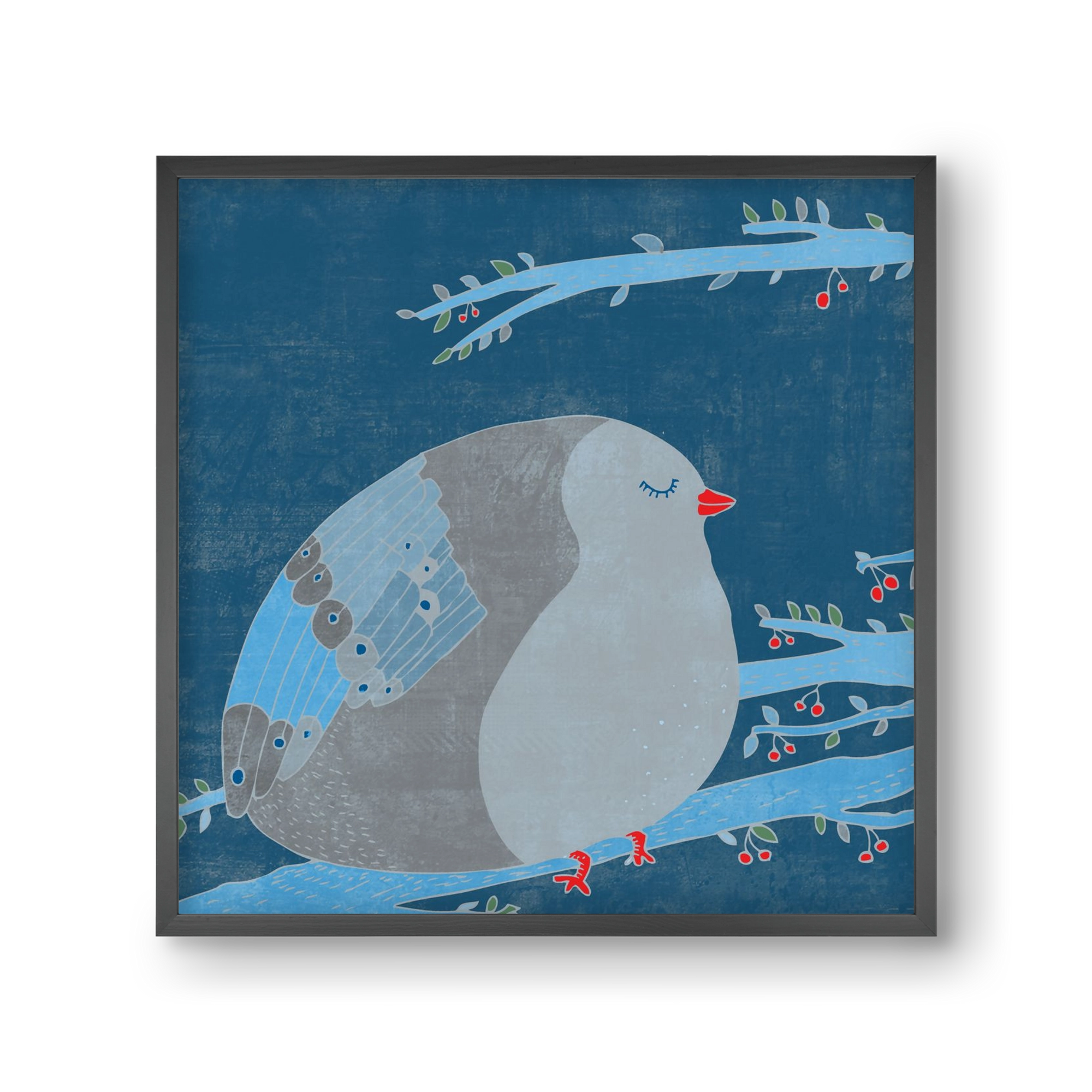 A boldogség kék madara, 30x30 cm (30x30 cm), Fekete keret