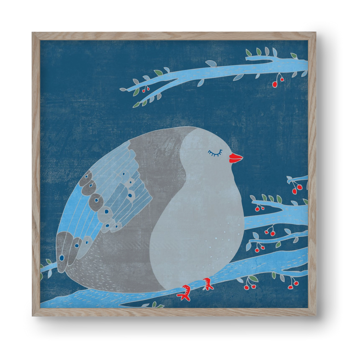 A boldogség kék madara, 40x40 cm (40x40 cm), Tölgy keret