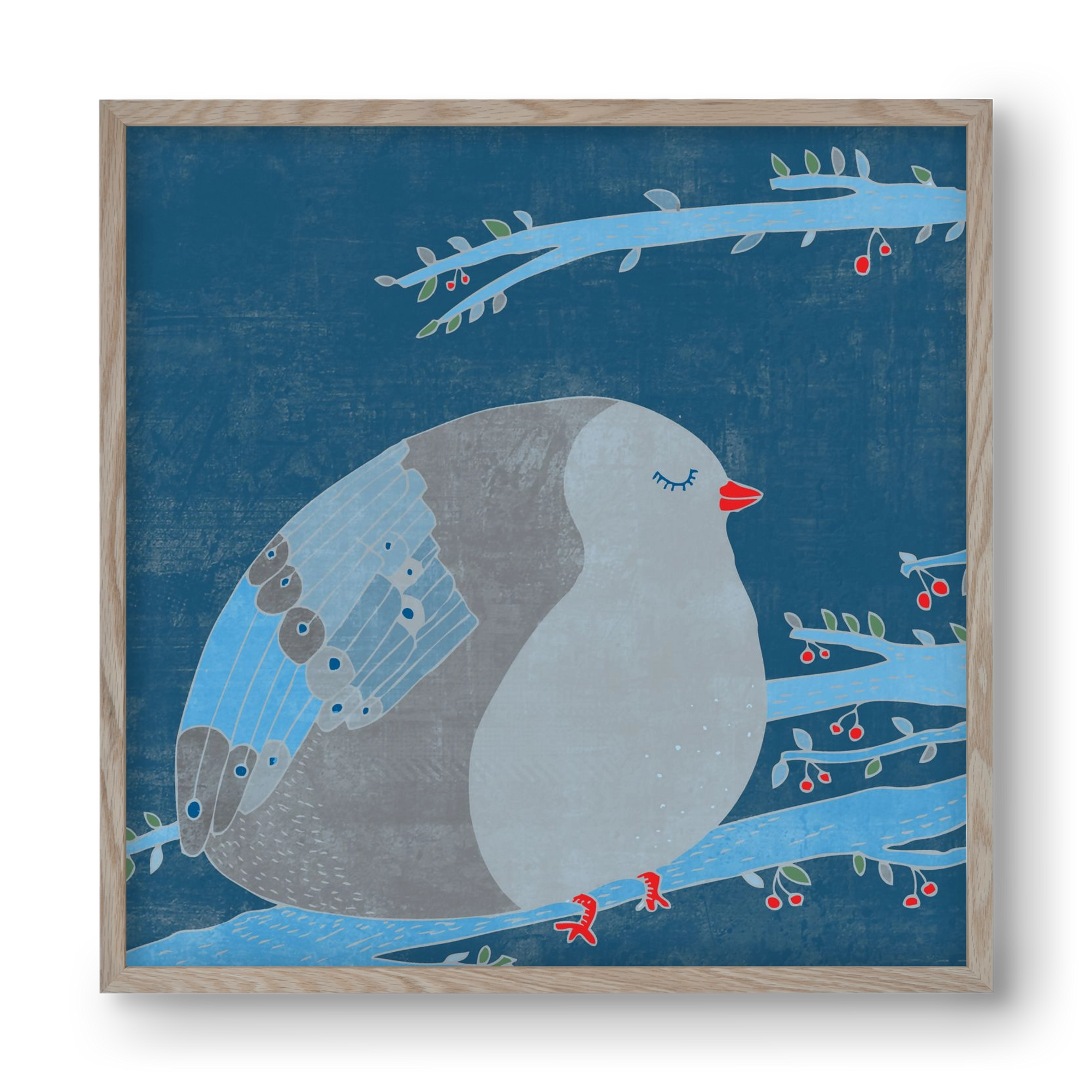 A boldogség kék madara, 40x40 cm (40x40 cm), Tölgy keret