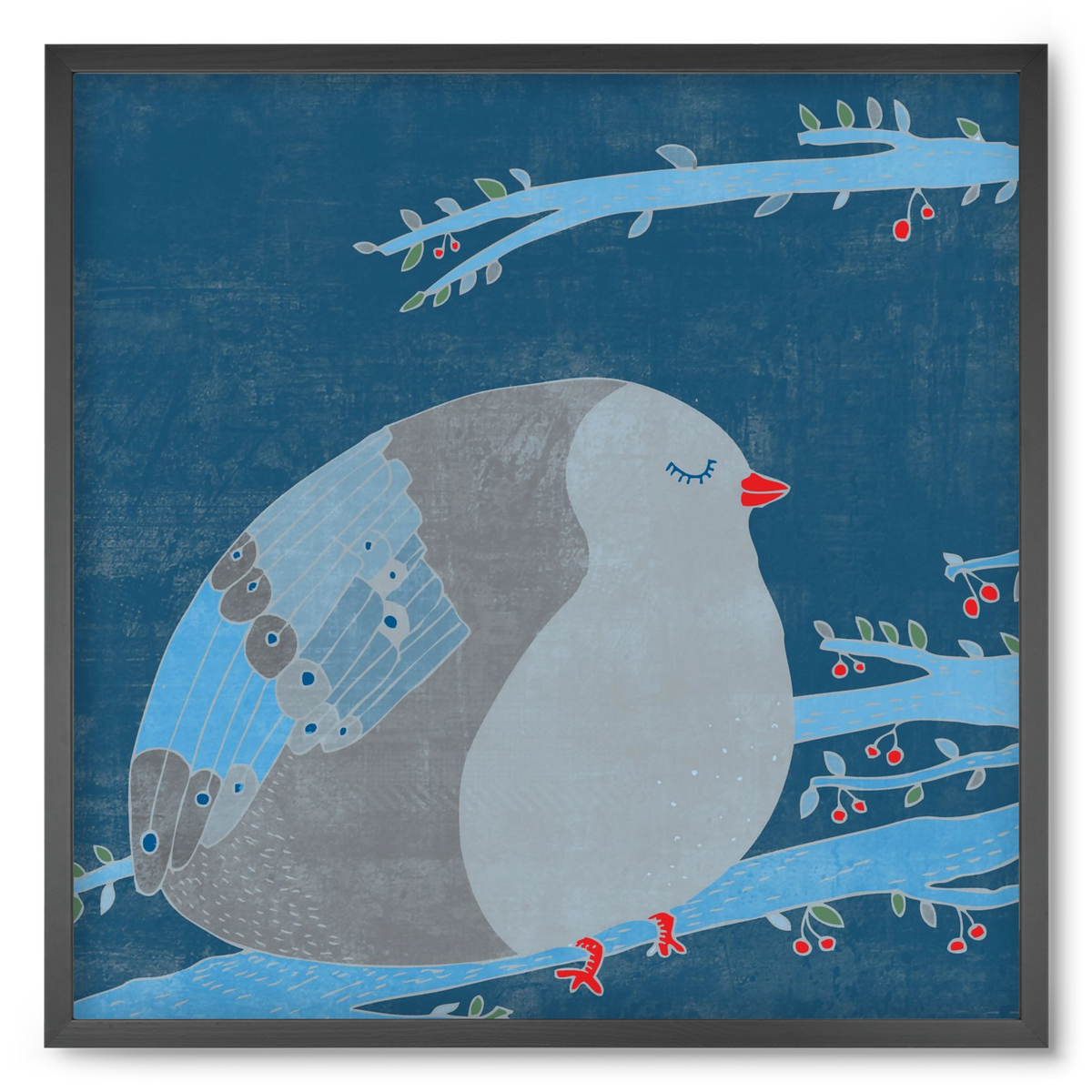 A boldogség kék madara, 50x50 cm (50x50 cm), Fekete keret