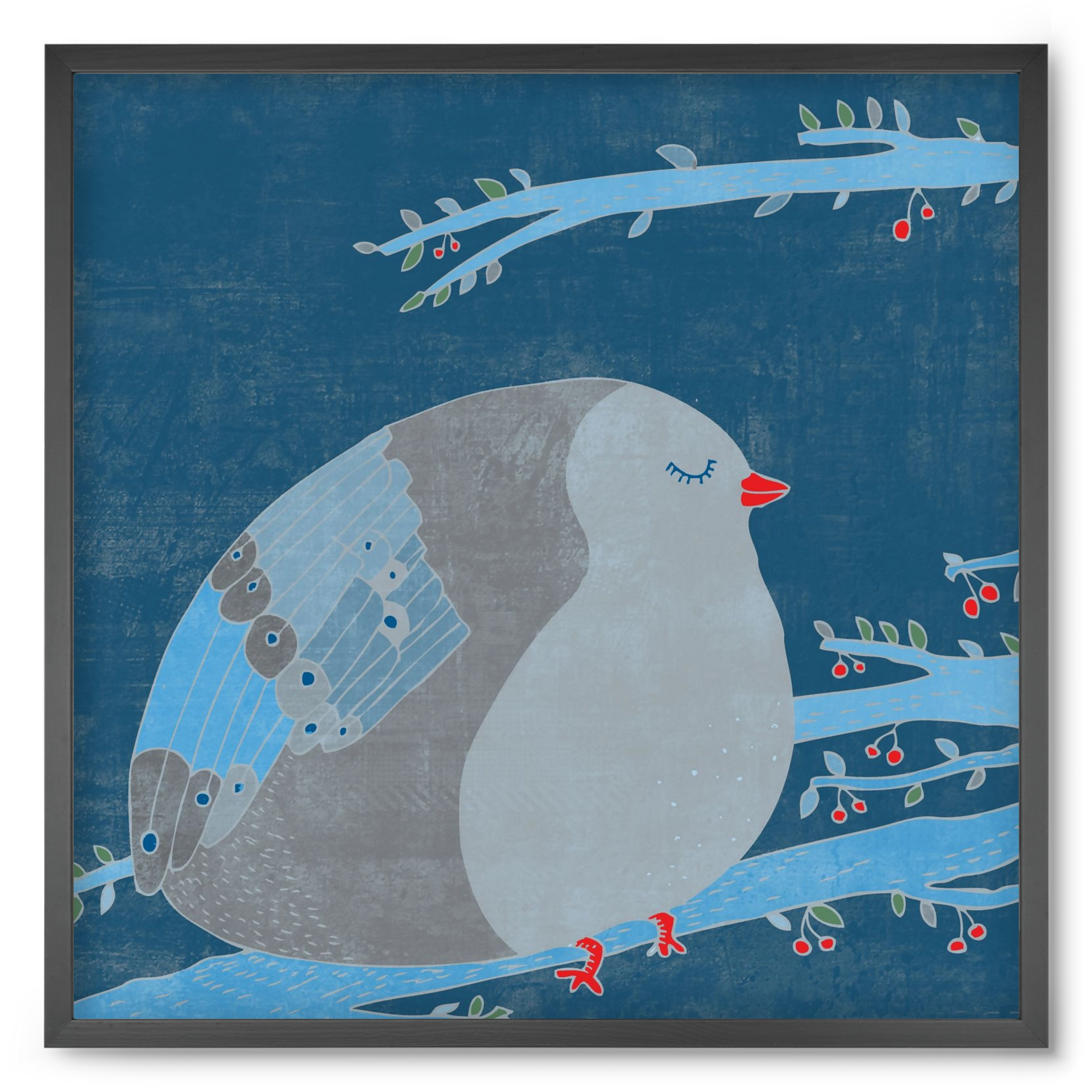 A boldogség kék madara, 50x50 cm (50x50 cm), Fekete keret