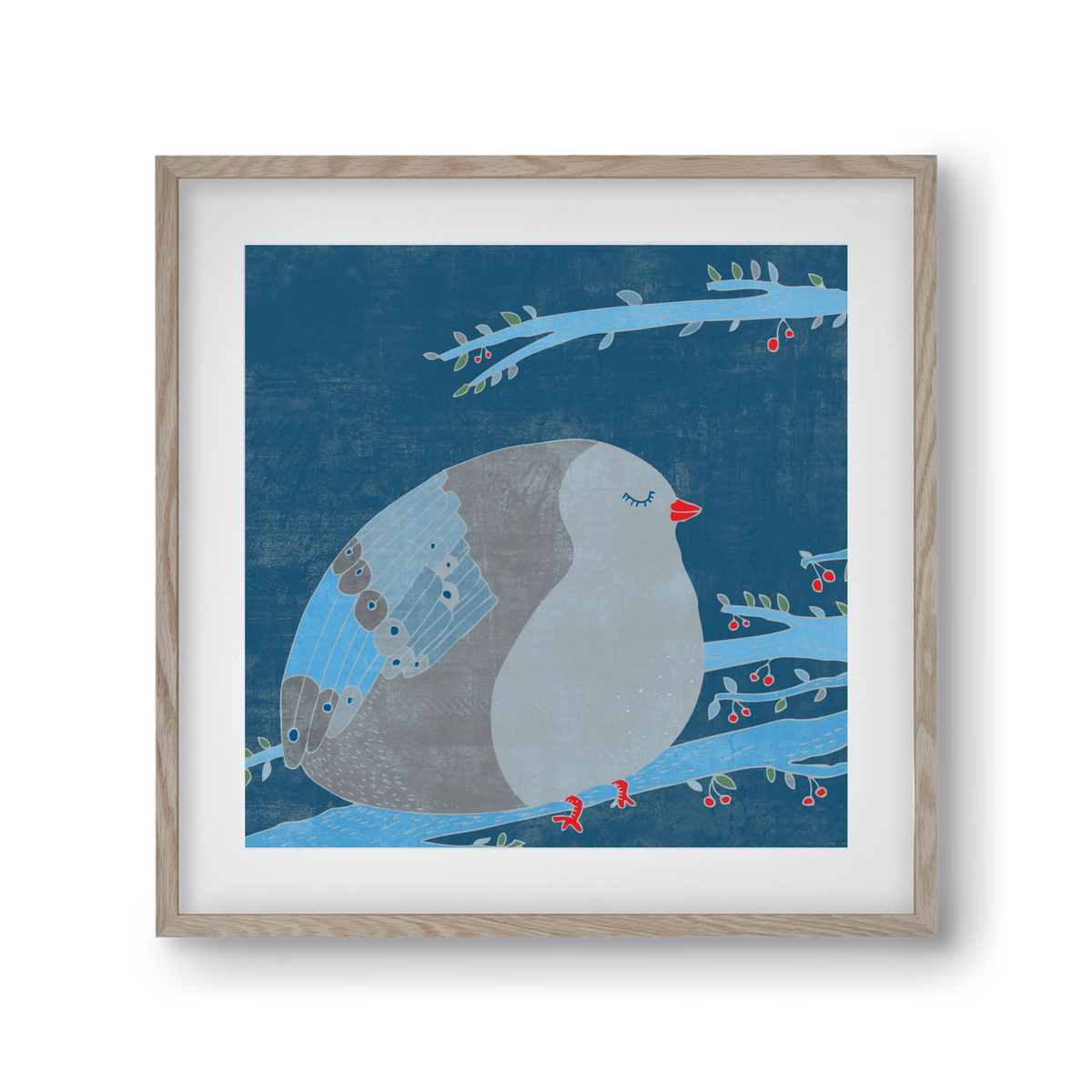 A boldogség kék madara, 30x30 cm (20x20 cm), Tölgy keret, paszpartuval