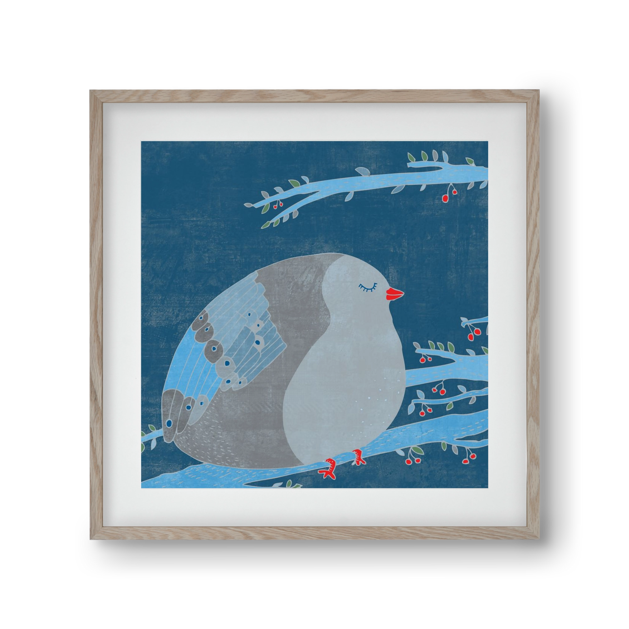 A boldogség kék madara, 30x30 cm (20x20 cm), Tölgy keret, paszpartuval