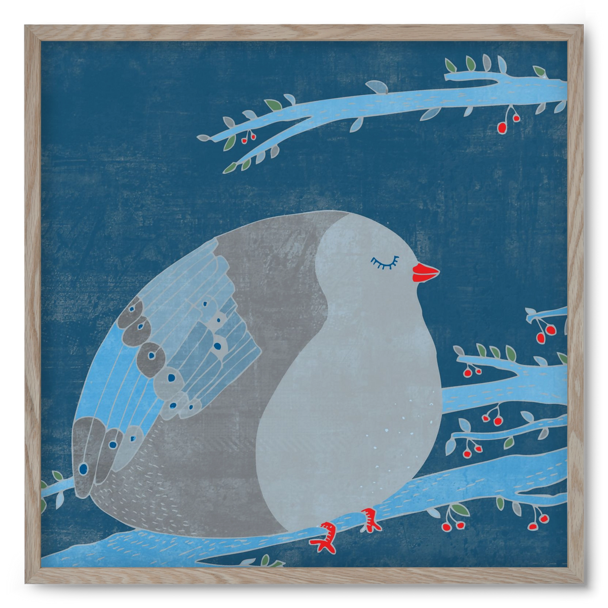 A boldogség kék madara, 50x50 cm (50x50 cm), Tölgy keret