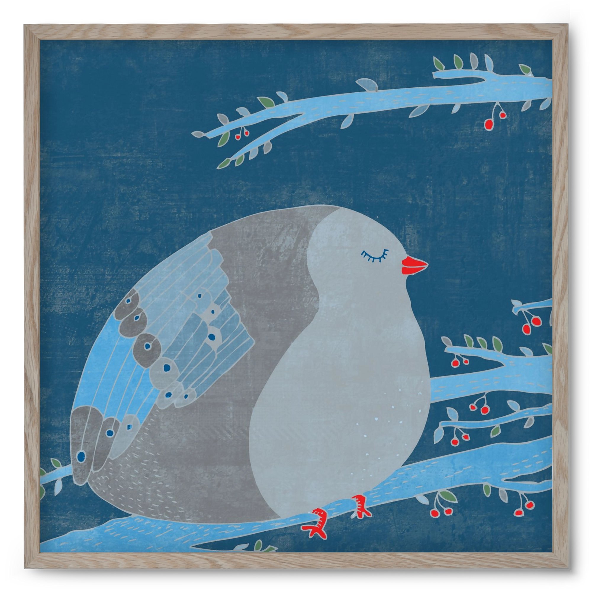 A boldogség kék madara, 50x50 cm (50x50 cm), Tölgy keret