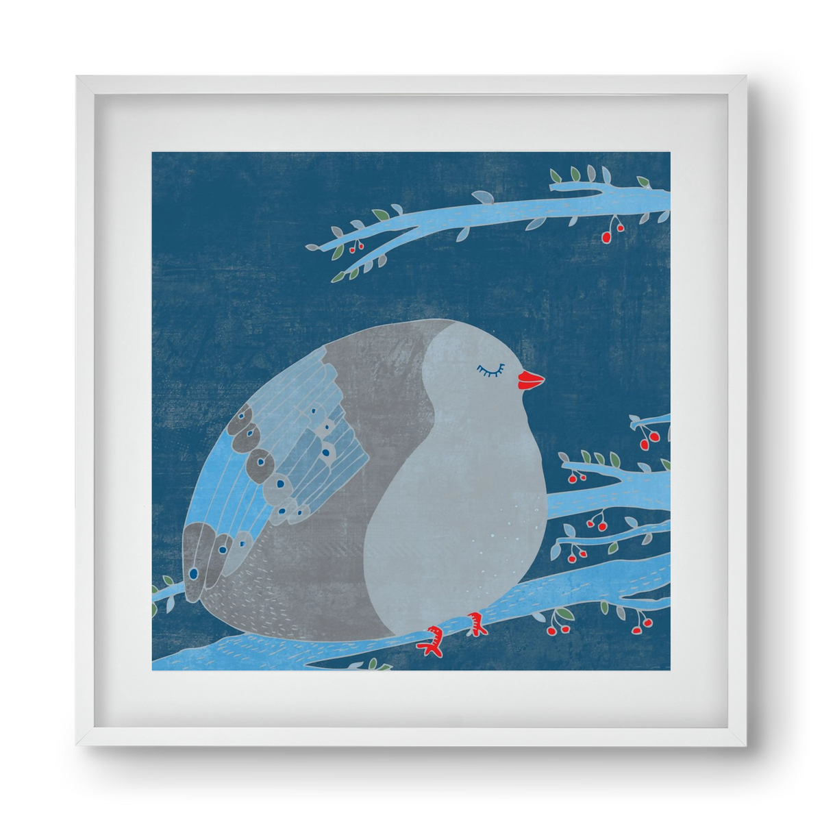 A boldogség kék madara, 40x40 cm (30x30 cm), Fehér keret, paszpartuval