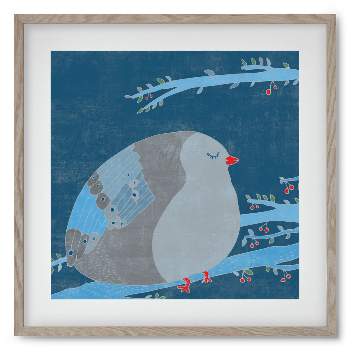 A boldogség kék madara, 50x50 cm (40x40 cm), Tölgy keret, paszpartuval