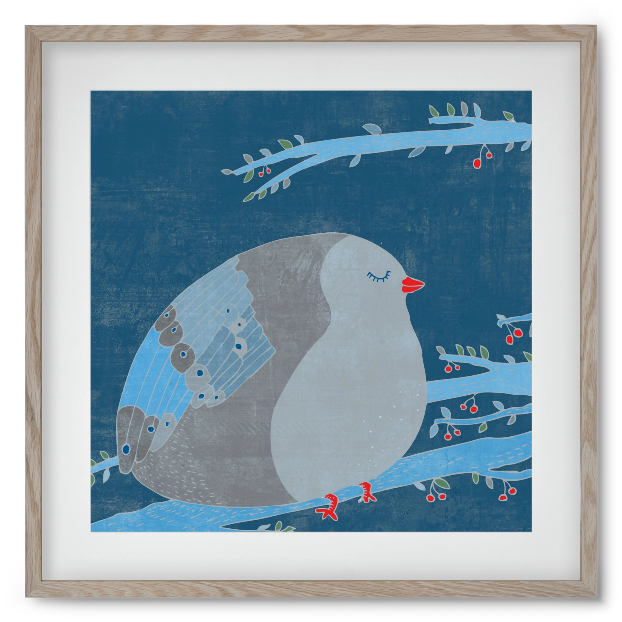 A boldogség kék madara, 50x50 cm (40x40 cm), Tölgy keret, paszpartuval