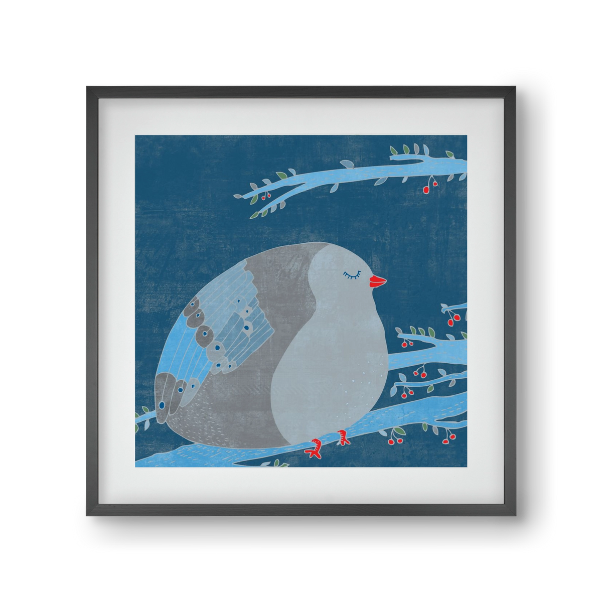 A boldogség kék madara, 30x30 cm (20x20 cm), Fekete keret, paszpartuval