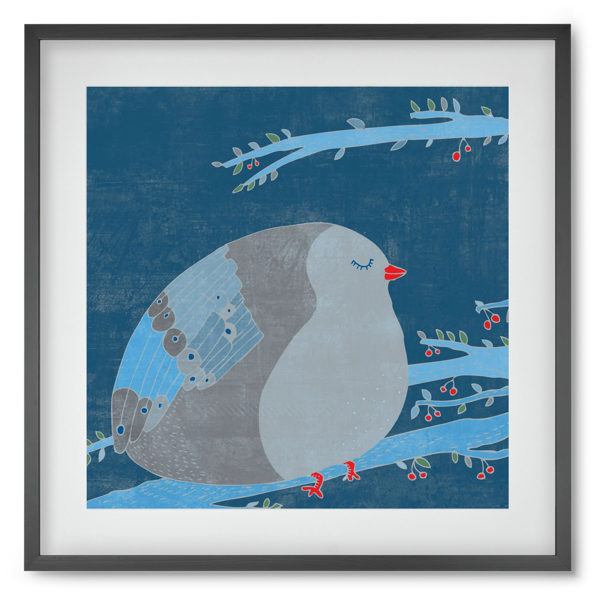 A boldogség kék madara, 50x50 cm (40x40 cm), Fekete keret, paszpartuval