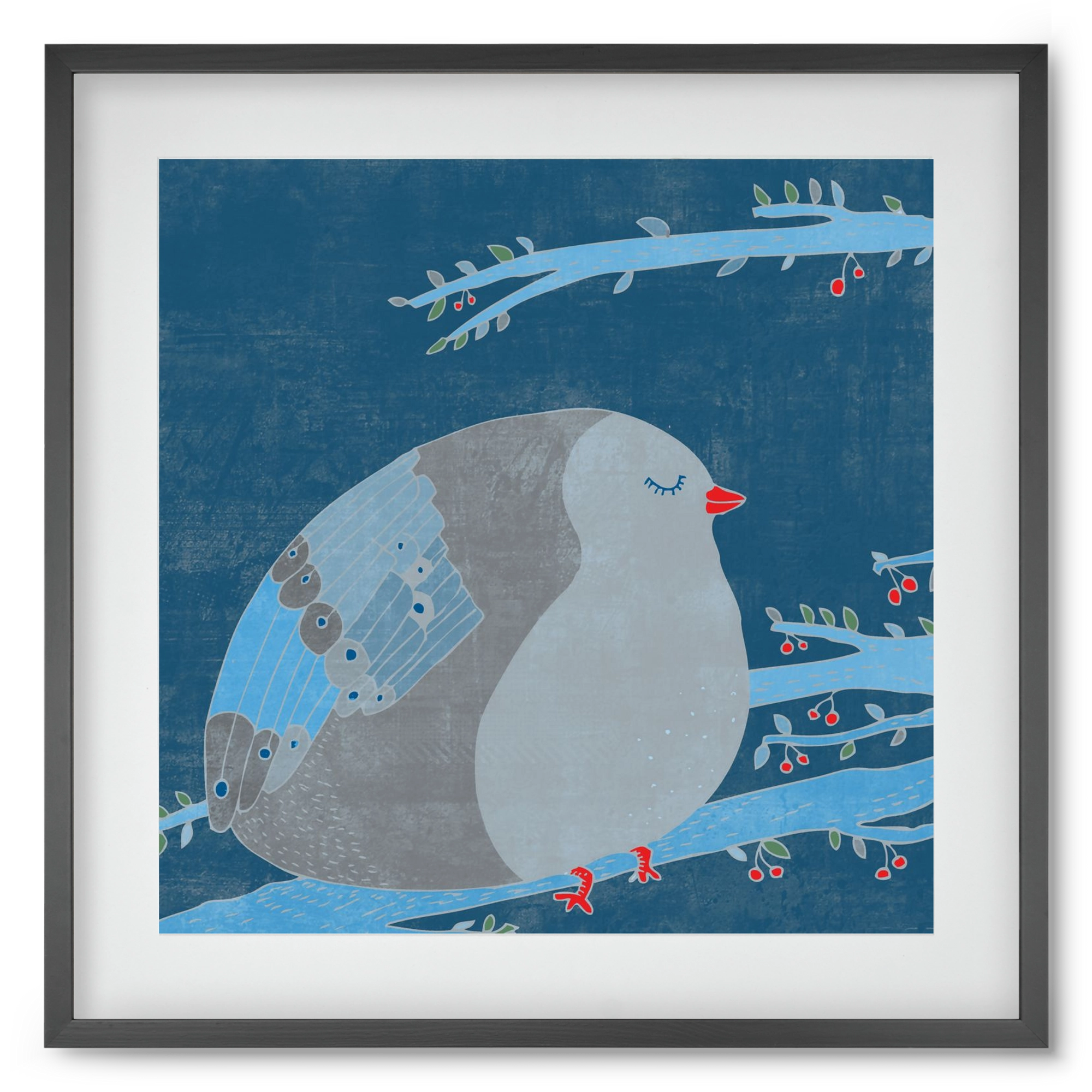 A boldogség kék madara, 50x50 cm (40x40 cm), Fekete keret, paszpartuval