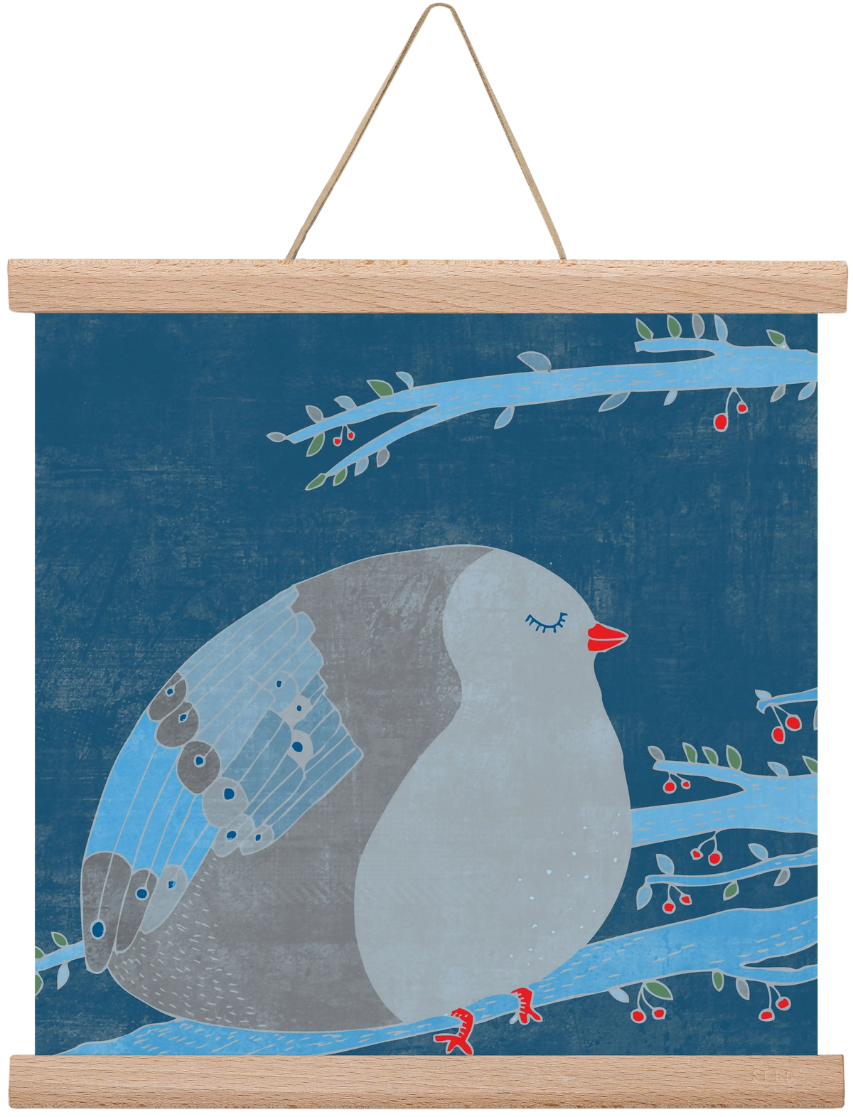 A boldogség kék madara, 30x30 cm (30x30 cm), Tölgy akasztó