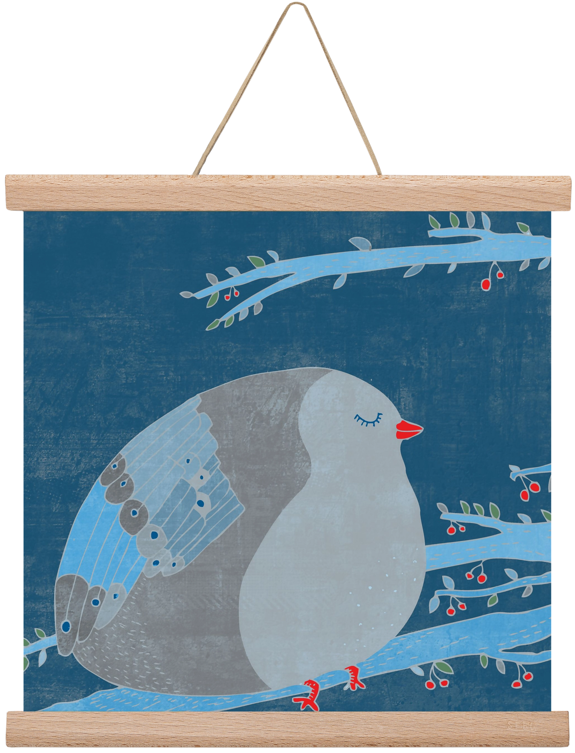 A boldogség kék madara, 30x30 cm (30x30 cm), Tölgy akasztó