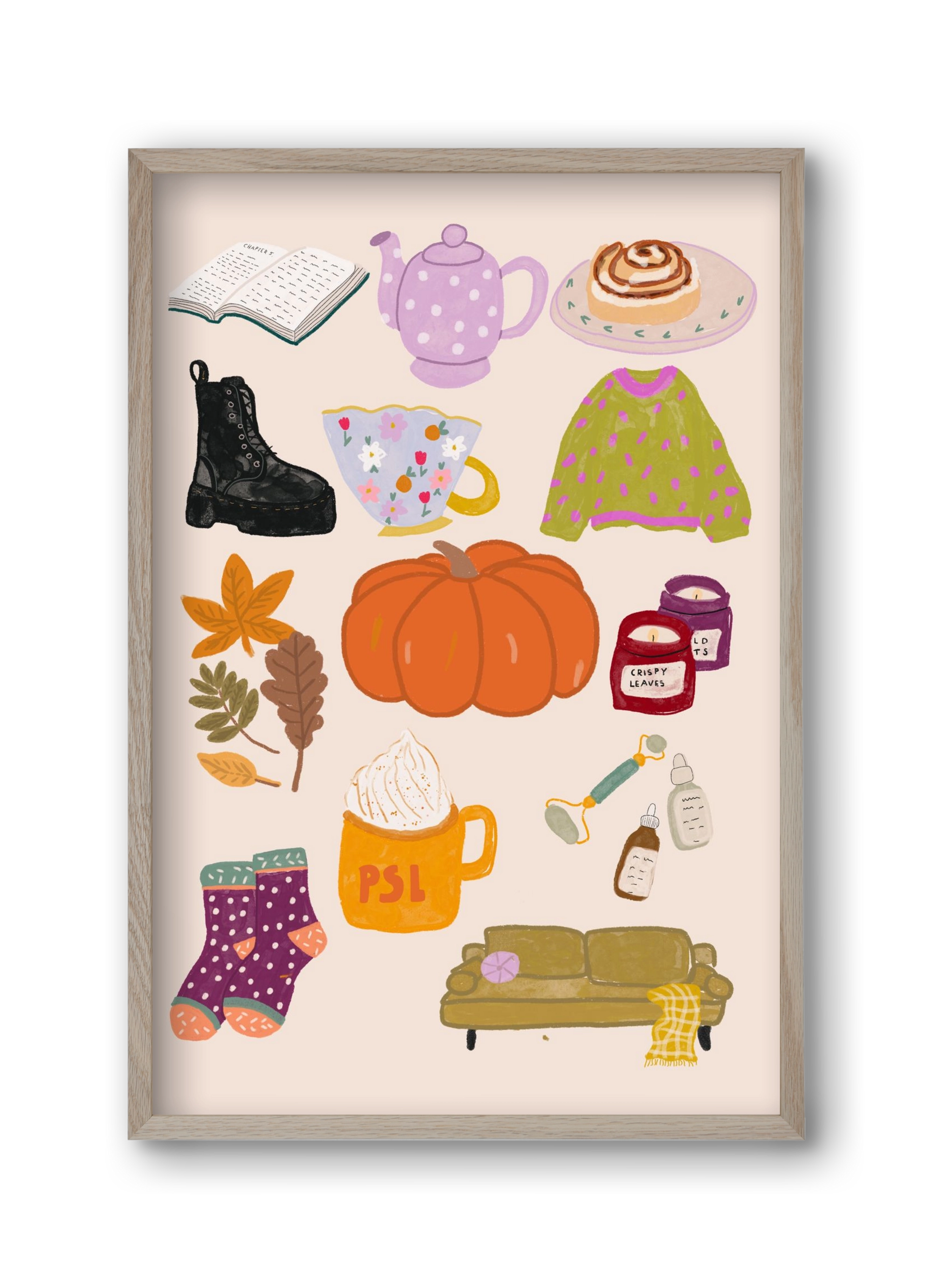 Lovely Autumn , 30x45 cm (30x45 cm), Tölgy keret