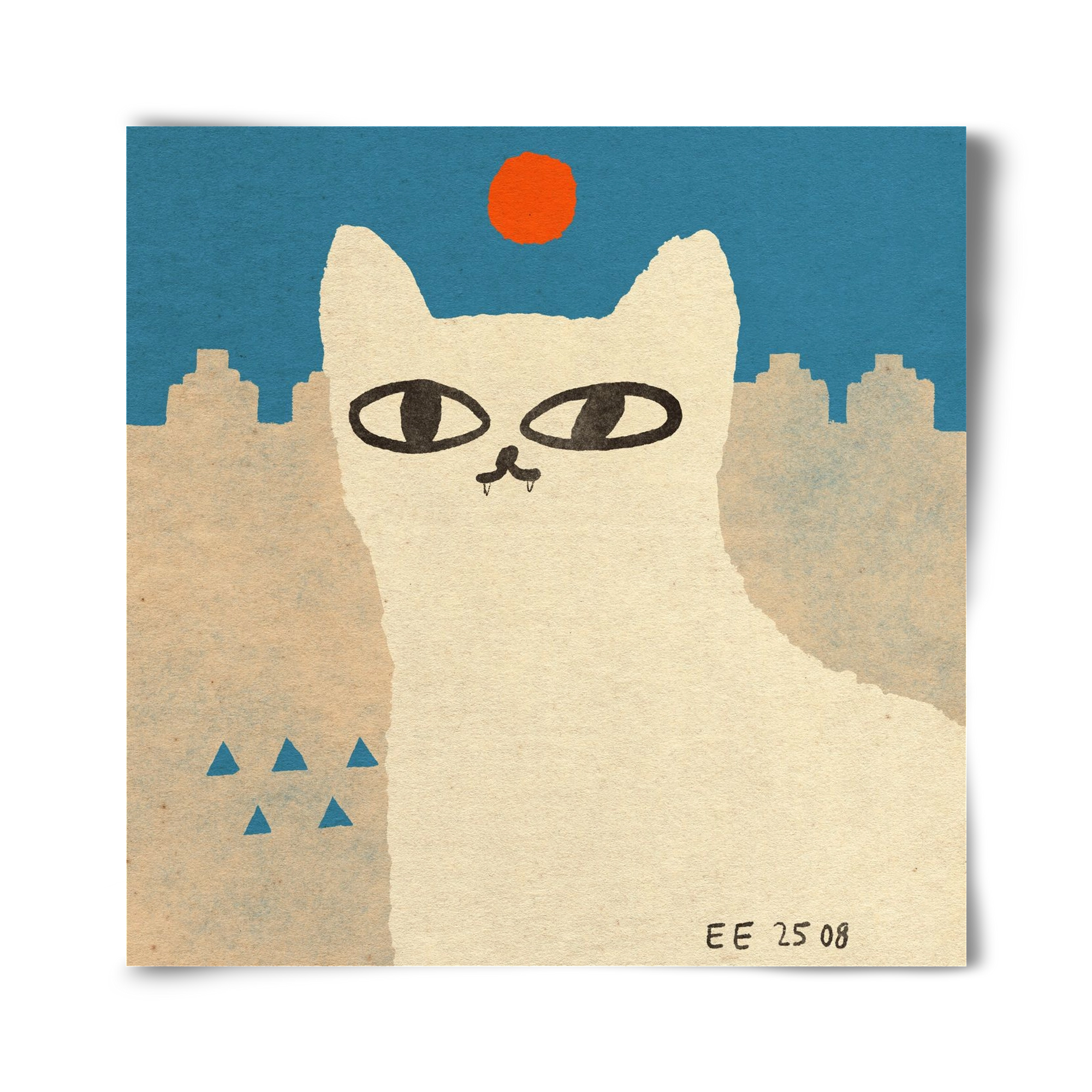 White cat under the sun, 40x40 cm, Keret nélkül