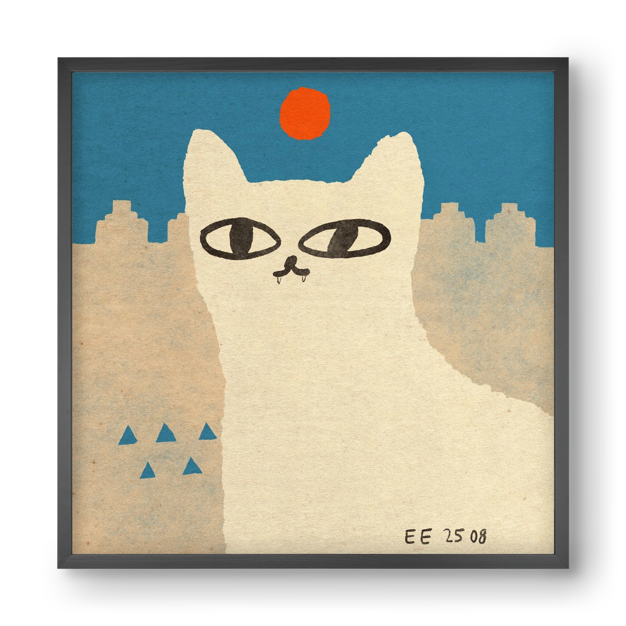 White cat under the sun, 40x40 cm (40x40 cm), Fekete keret