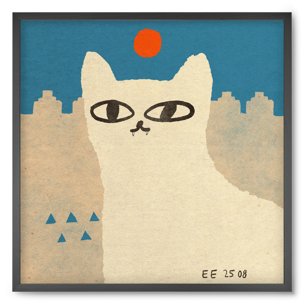 White cat under the sun, 50x50 cm (50x50 cm), Fekete keret