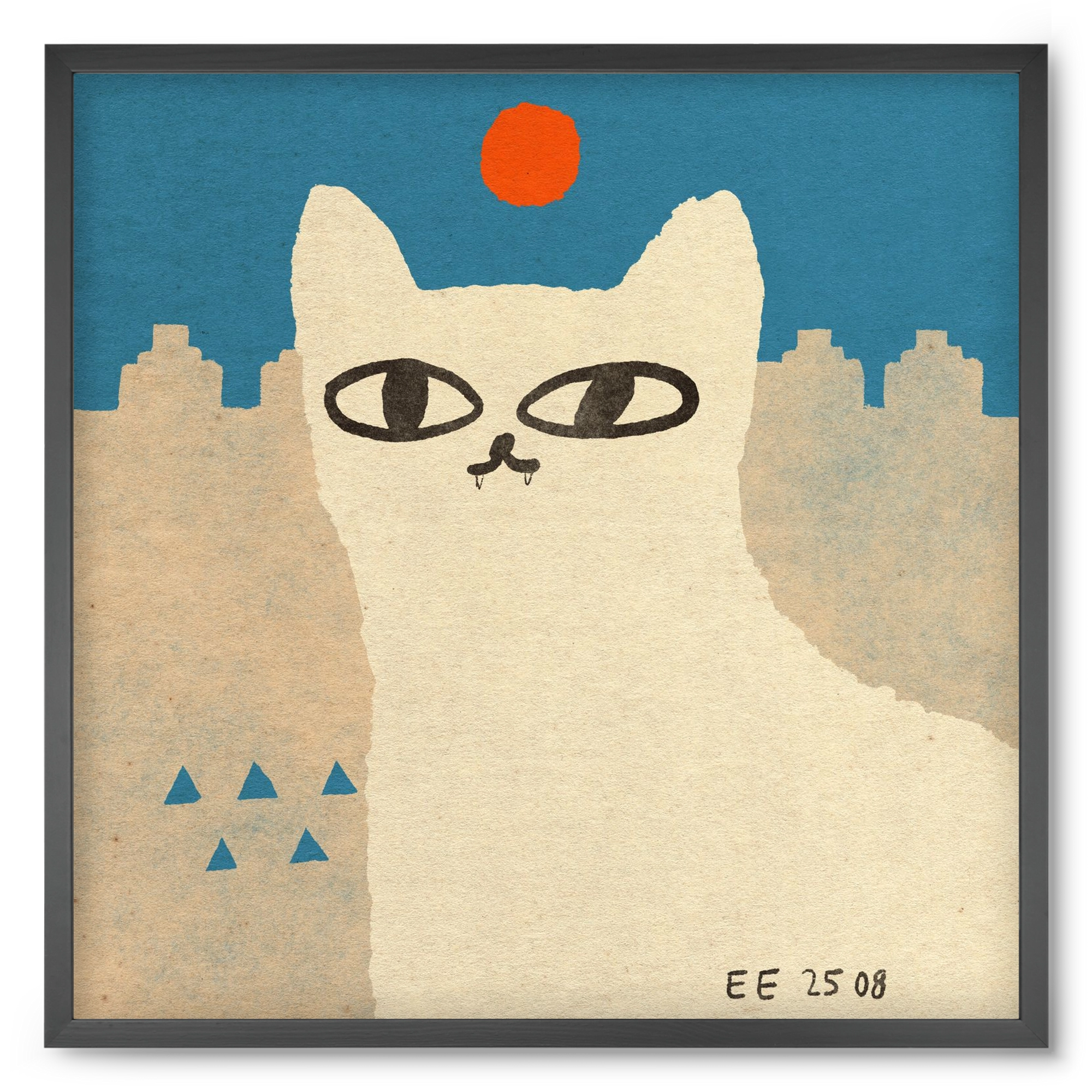 White cat under the sun, 50x50 cm (50x50 cm), Fekete keret