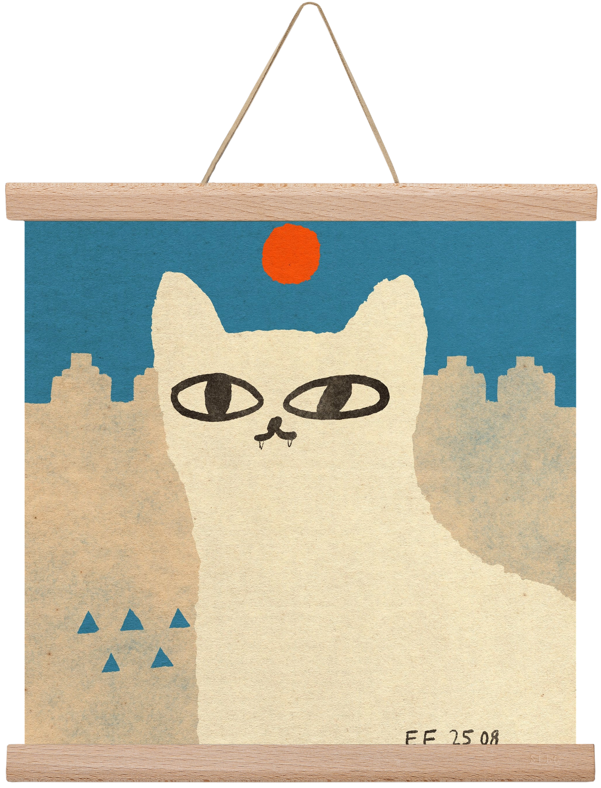 White cat under the sun, 30x30 cm (30x30 cm), Tölgy akasztó