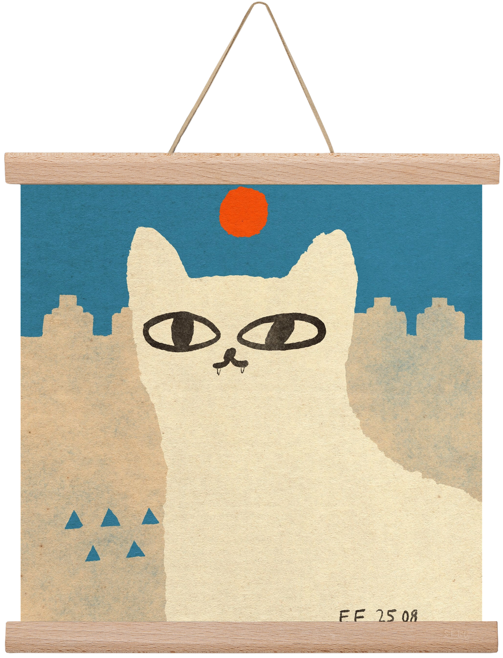 White cat under the sun, 30x30 cm (30x30 cm), Tölgy akasztó