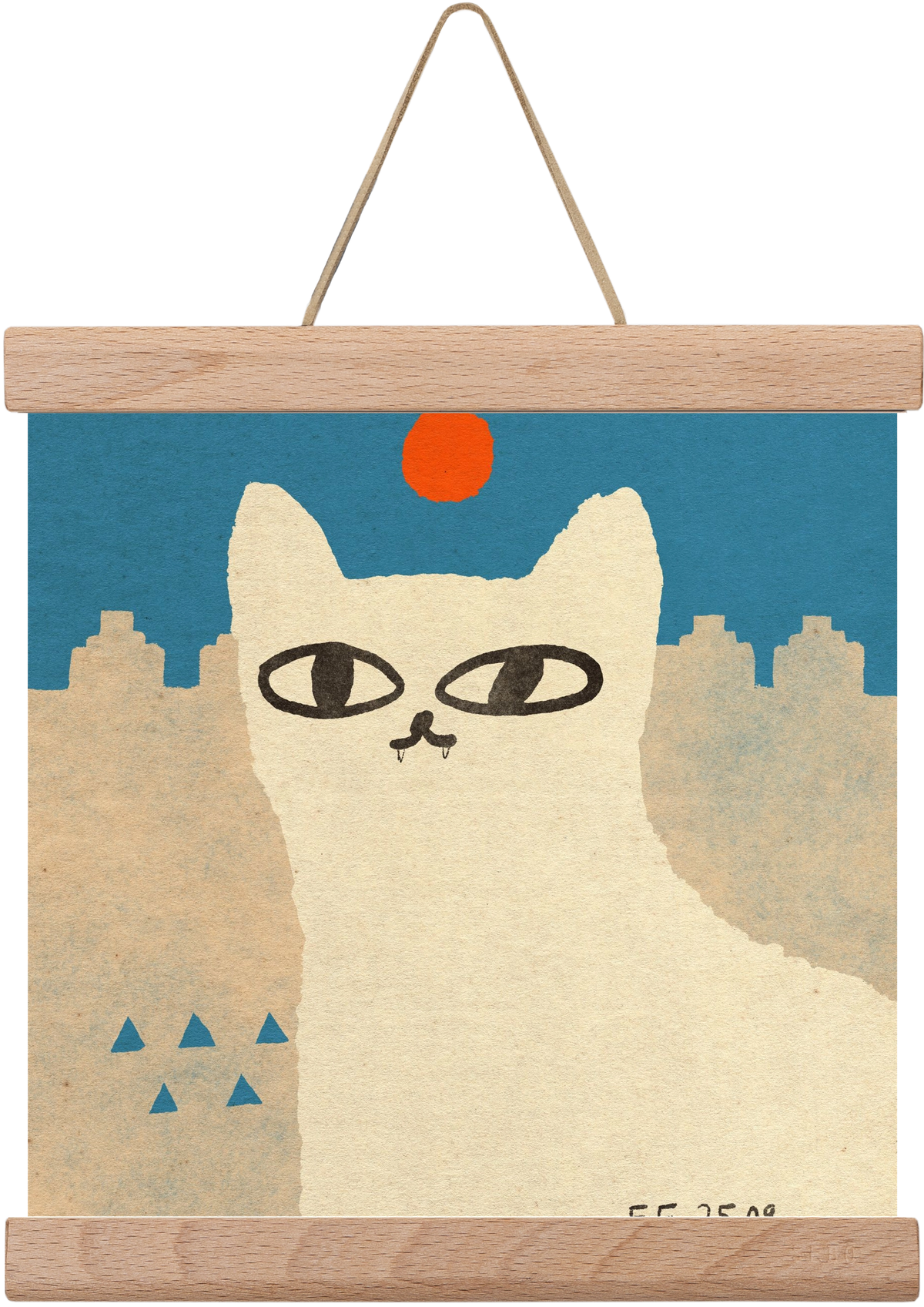 White cat under the sun, 20x20 cm (20x20 cm), Tölgy akasztó