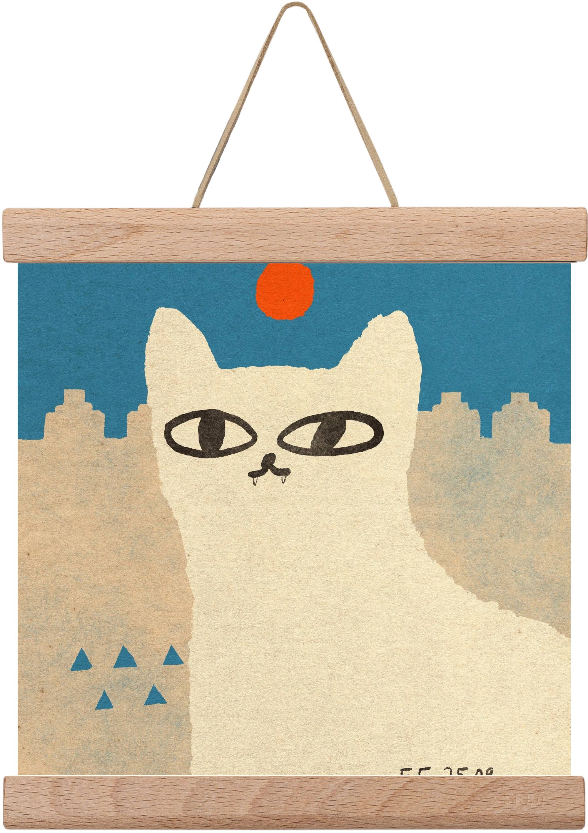 White cat under the sun, 20x20 cm (20x20 cm), Tölgy akasztó