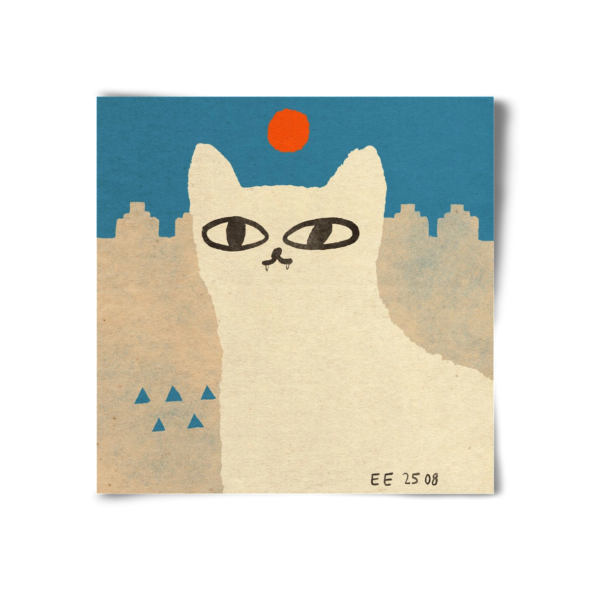 White cat under the sun, 30x30 cm, Keret nélkül
